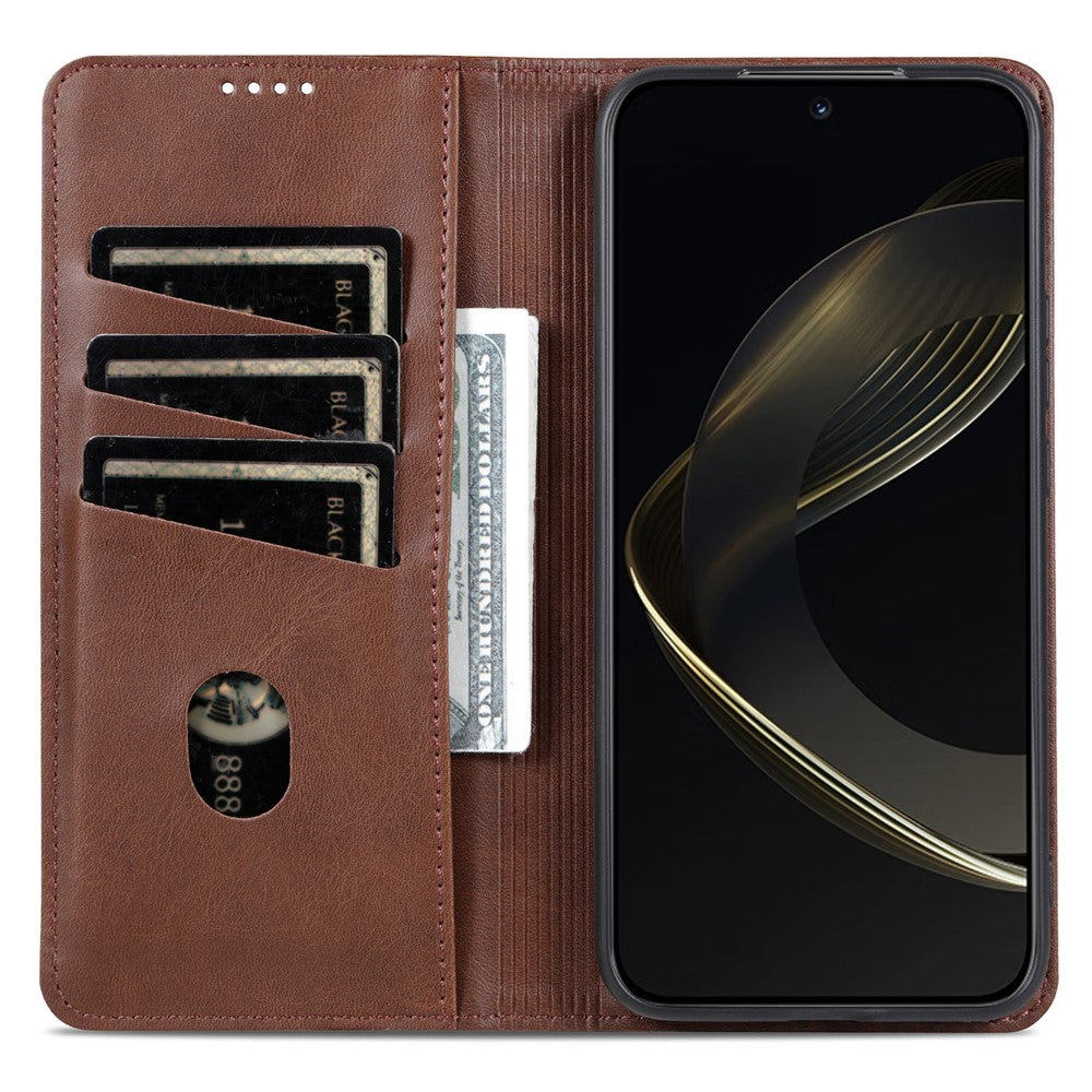 AZNS For Xiaomi 17 Pro Max Case Cowhide Texture PU Leather Wallet Phone Cover - Coffee