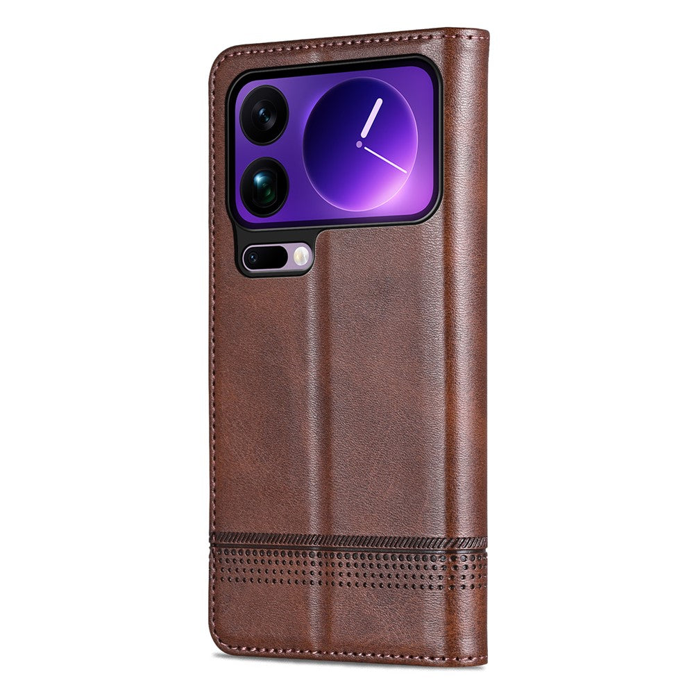 AZNS For Xiaomi 17 Pro Max Case Cowhide Texture PU Leather Wallet Phone Cover - Coffee