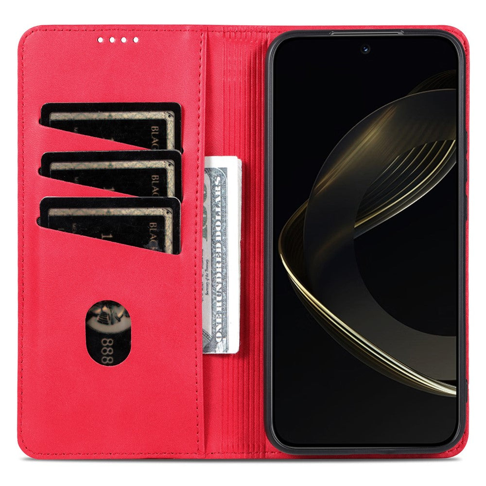 AZNS For Xiaomi 17 Pro Max Case Cowhide Texture PU Leather Wallet Phone Cover - Red