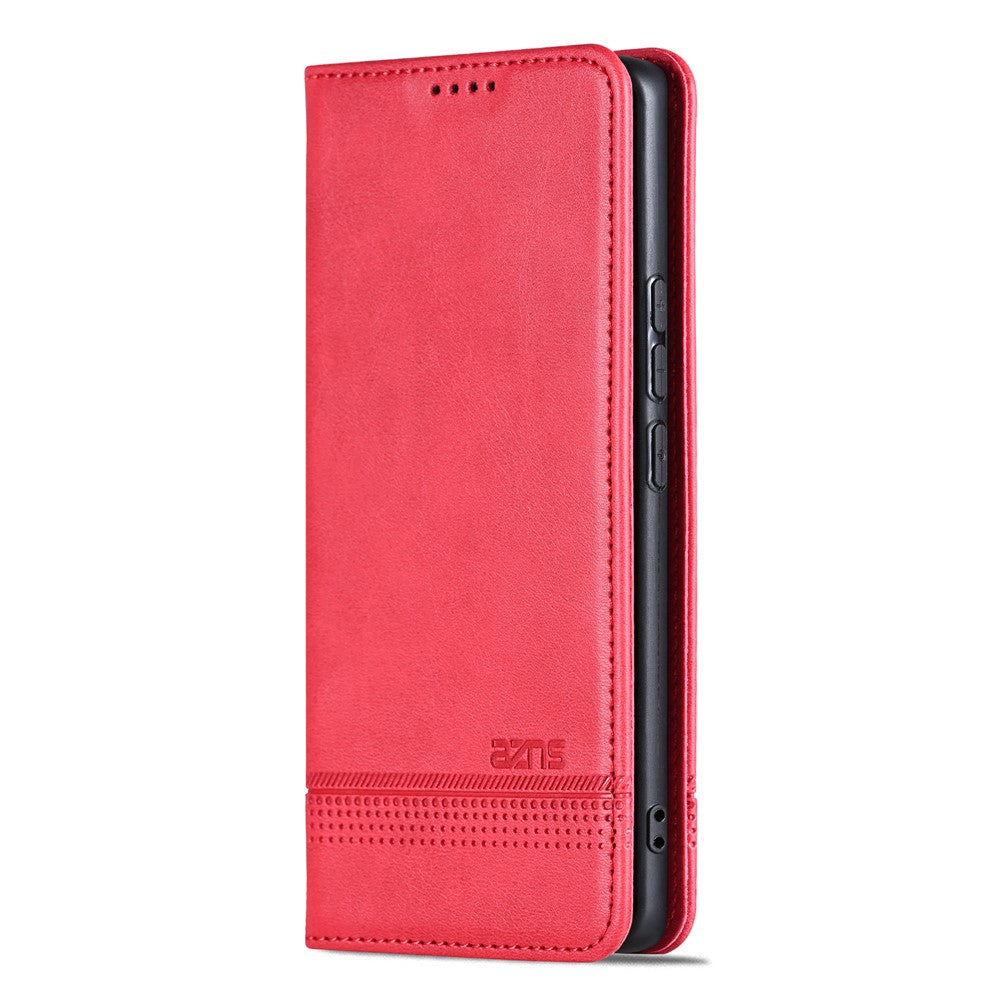 AZNS For Xiaomi 17 Pro Max Case Cowhide Texture PU Leather Wallet Phone Cover - Red