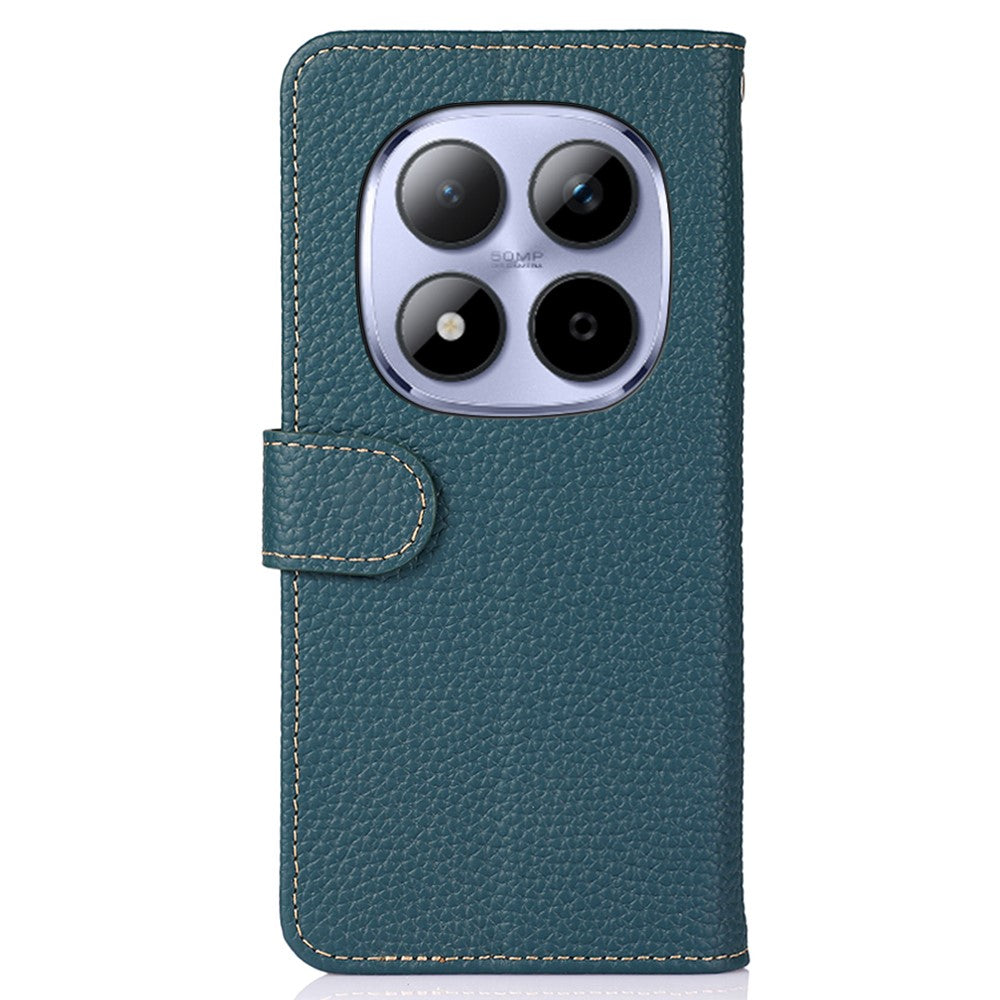 KHAZNEH For Xiaomi Poco M8 Pro 5G / Redmi Note 15 Pro+ 5G (Global) Case Genuine Cow Leather Flip Phone Cover - Green