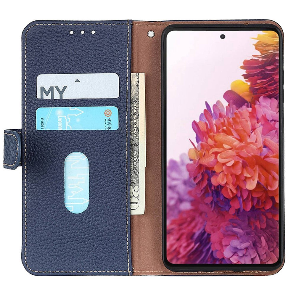 KHAZNEH For Xiaomi Poco M8 Pro 5G / Redmi Note 15 Pro+ 5G (Global) Case Genuine Cow Leather Flip Phone Cover - Blue