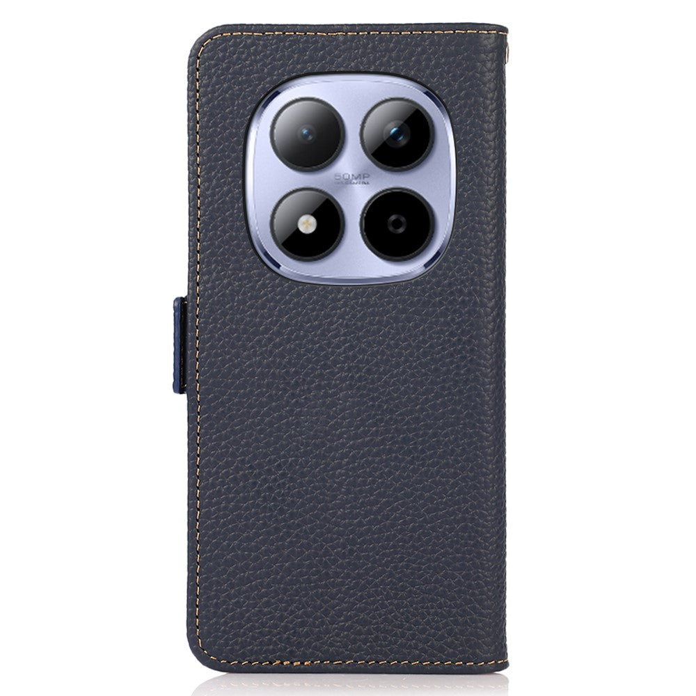 KHAZNEH for Xiaomi Poco M8 Pro 5G / Redmi Note 15 Pro+ 5G (Global) Phone Case Genuine Cow Leather Cover RFID Blocking - Blue