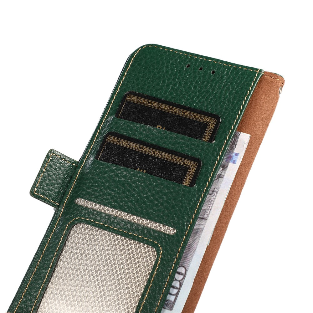 KHAZNEH for Xiaomi Poco M8 Pro 5G / Redmi Note 15 Pro+ 5G (Global) Phone Case Genuine Cow Leather Cover RFID Blocking - Green