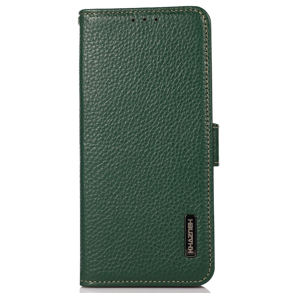 KHAZNEH for Xiaomi Poco M8 Pro 5G / Redmi Note 15 Pro+ 5G (Global) Phone Case Genuine Cow Leather Cover RFID Blocking - Green