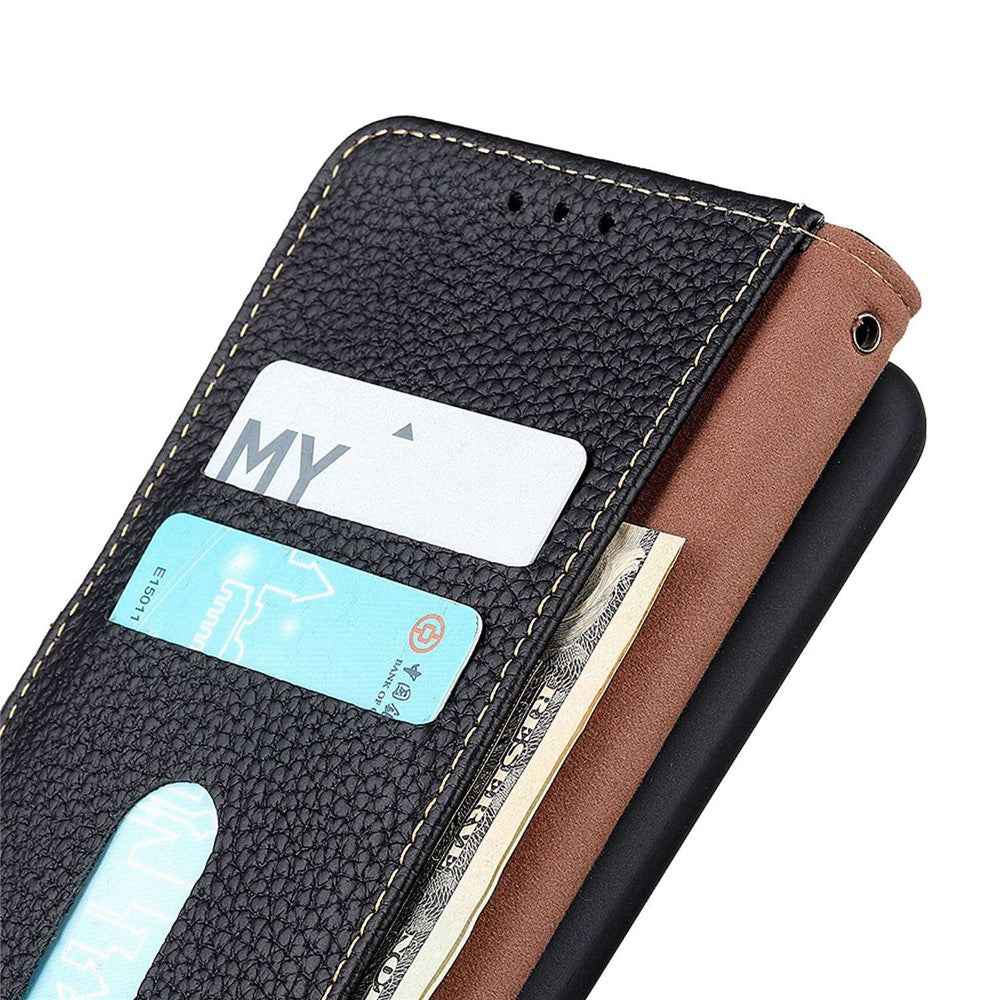 KHAZNEH For Xiaomi 17 Pro Case Genuine Cow Leather Flip Phone Cover - Black