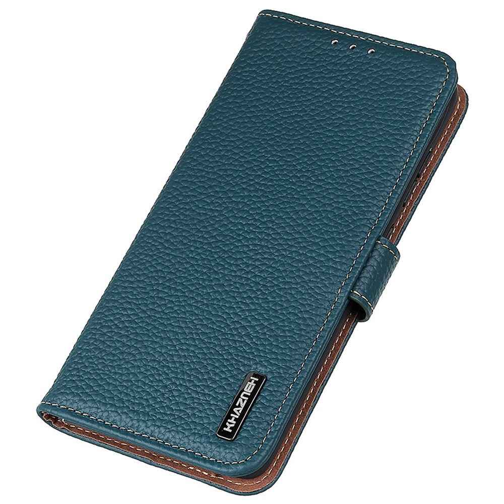 KHAZNEH For Xiaomi 17 Pro Case Genuine Cow Leather Flip Phone Cover - Green