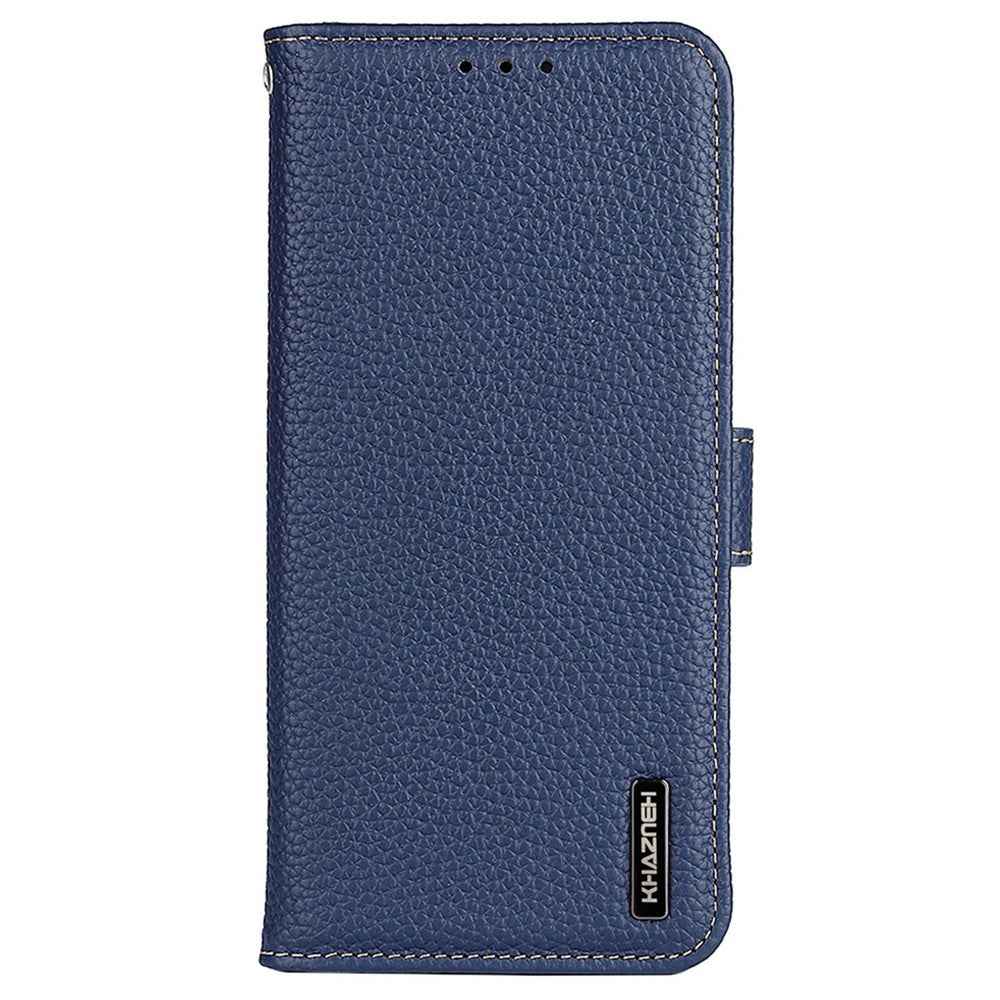 KHAZNEH For Xiaomi 17 Pro Case Genuine Cow Leather Flip Phone Cover - Blue