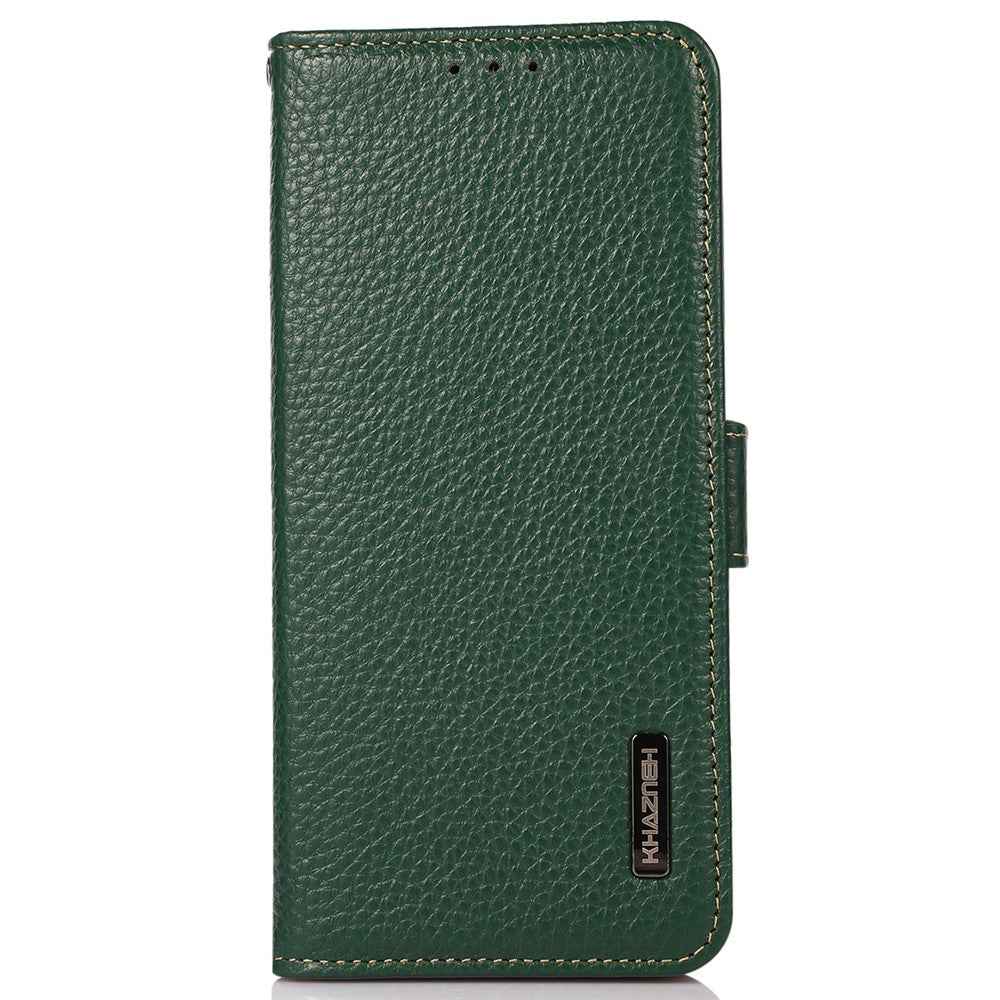 KHAZNEH for Xiaomi 17 Pro Phone Case Genuine Cow Leather Cover RFID Blocking - Green
