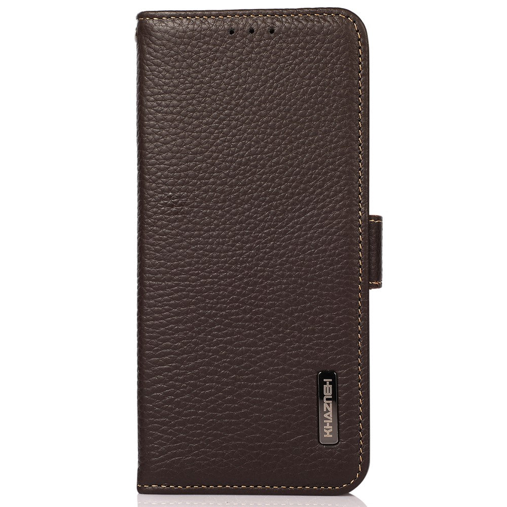 KHAZNEH for Xiaomi 17 Pro Max Phone Case Genuine Cow Leather Cover RFID Blocking - Brown