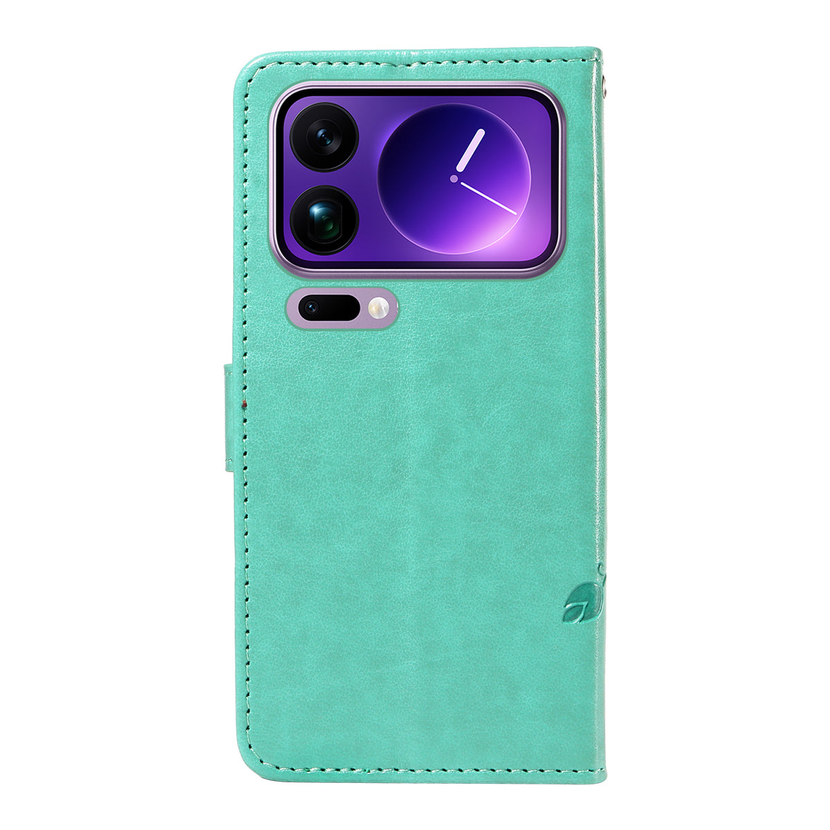 For Xiaomi 17 Pro Max PU Leather Cases Flower Pattern Wallet Stand Phone Cover with Strap - Green