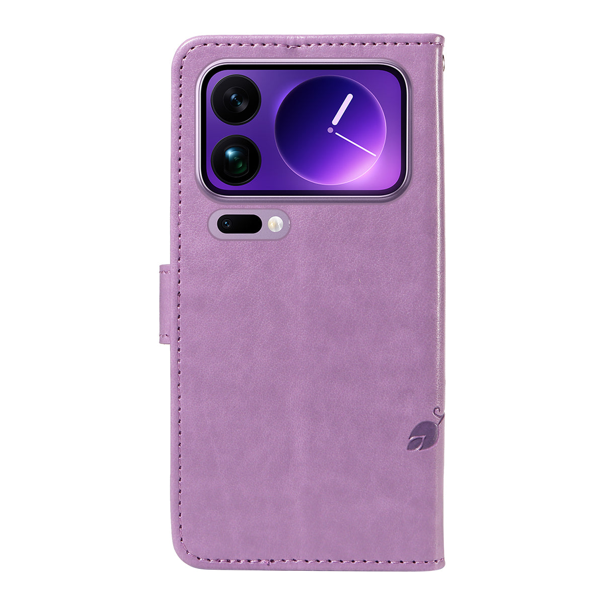 For Xiaomi 17 Pro Max PU Leather Cases Flower Pattern Wallet Stand Phone Cover with Strap -  Light Purple