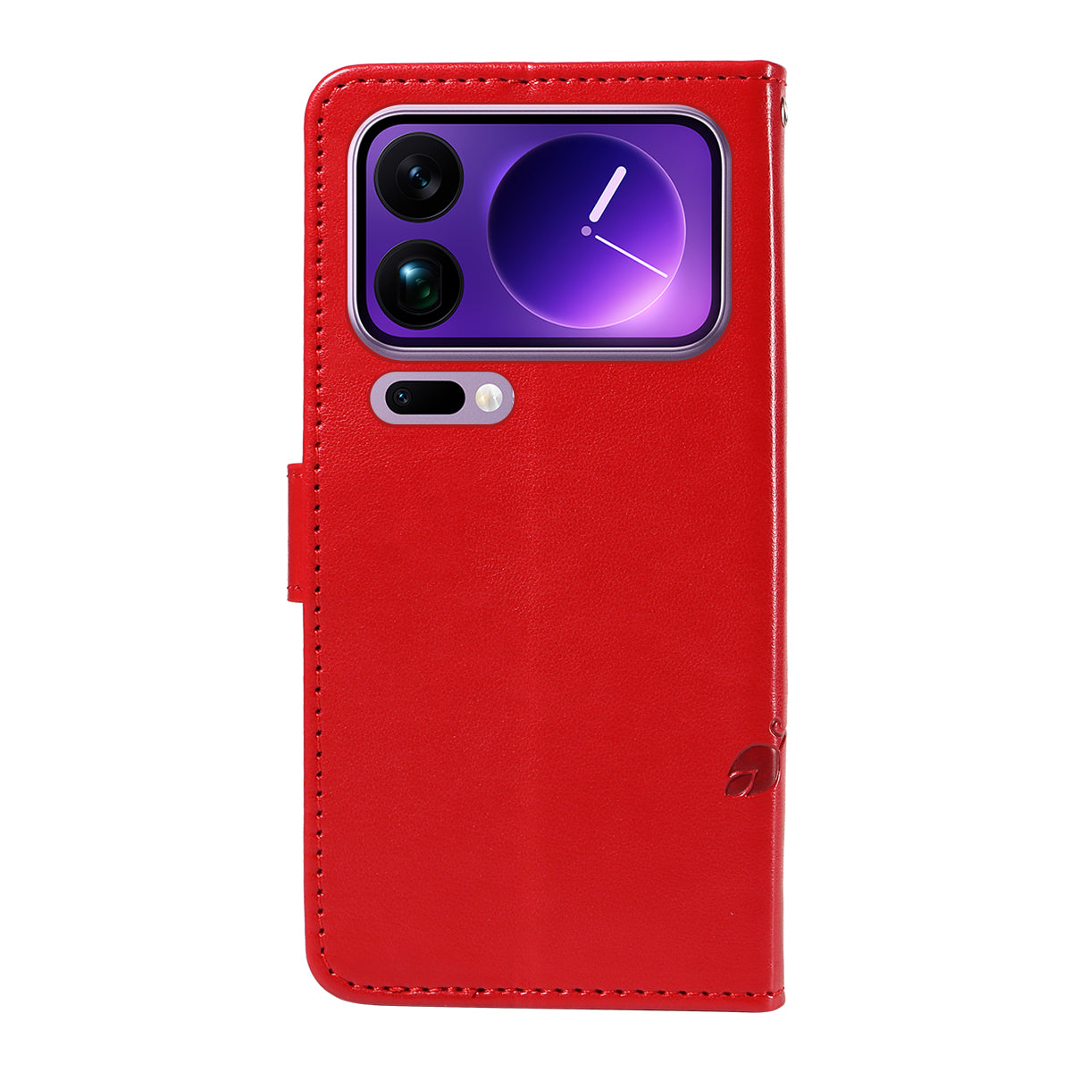 For Xiaomi 17 Pro Max PU Leather Cases Flower Pattern Wallet Stand Phone Cover with Strap - Red