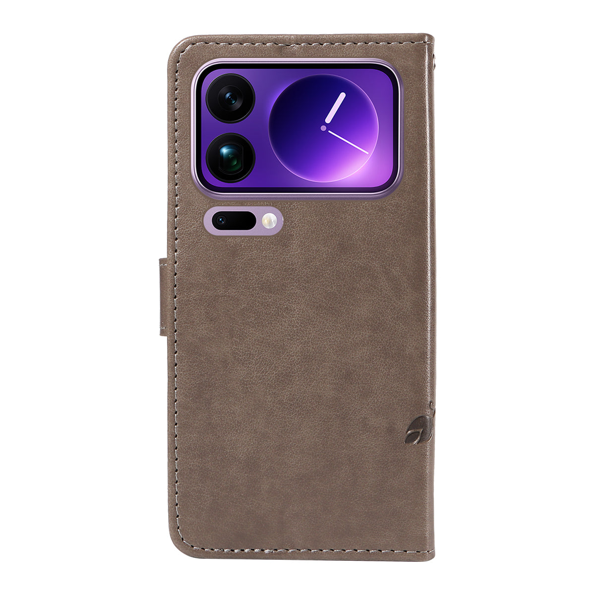For Xiaomi 17 Pro Max PU Leather Cases Flower Pattern Wallet Stand Phone Cover with Strap - Grey