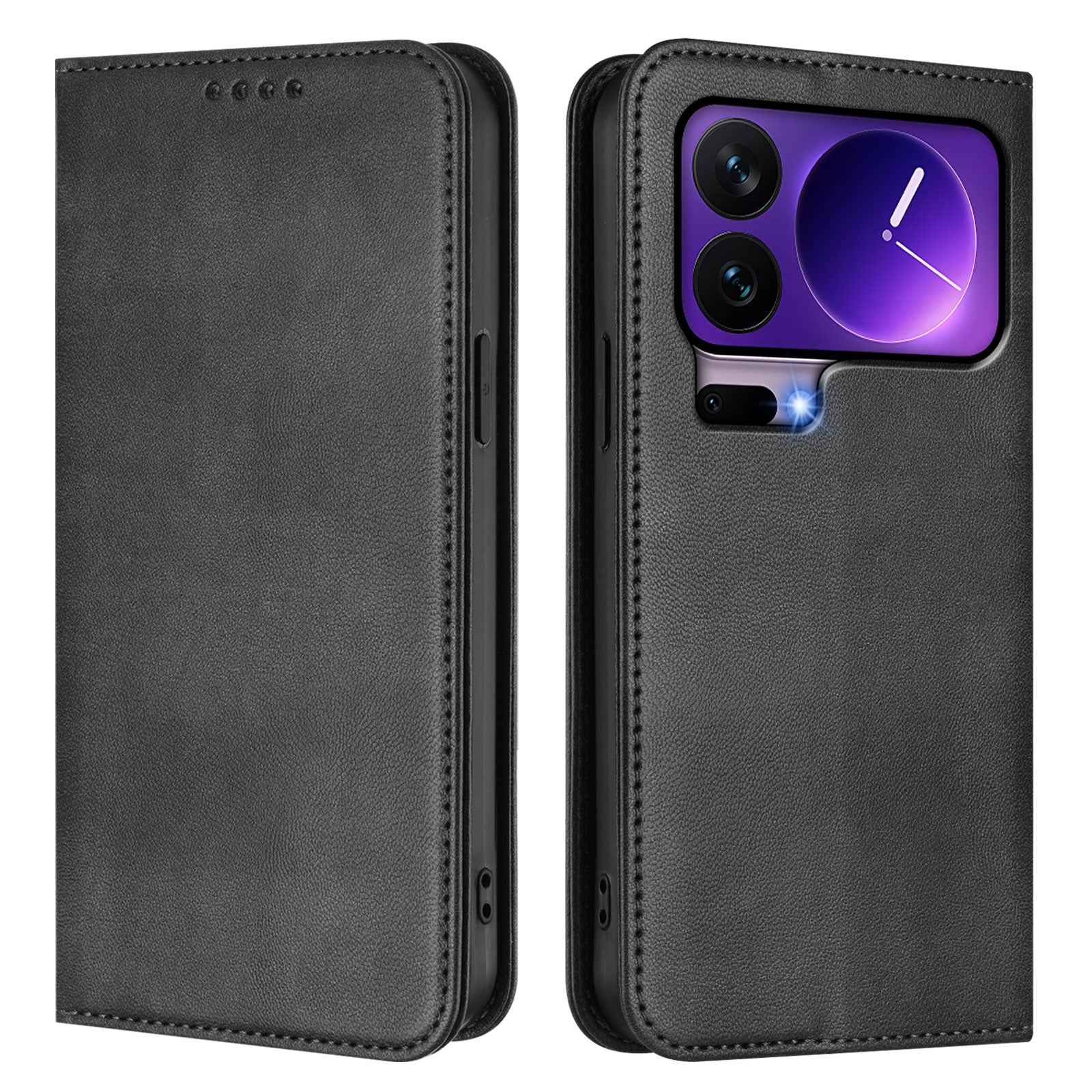 For Xiaomi 17 Pro Wallet Cases Retro Texture RFID Blocking Leather Phone Cover - Black