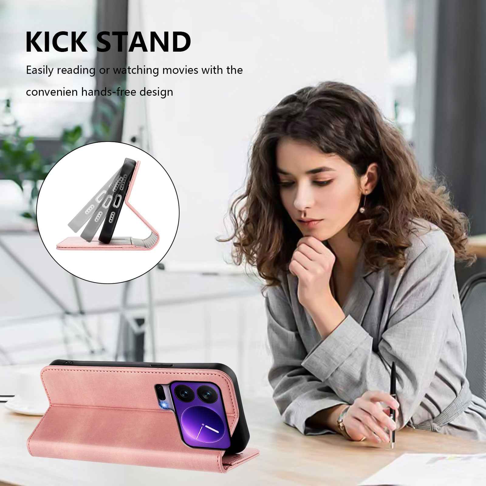 For Xiaomi 17 Pro Wallet Cases Retro Texture RFID Blocking Leather Phone Cover - Pink