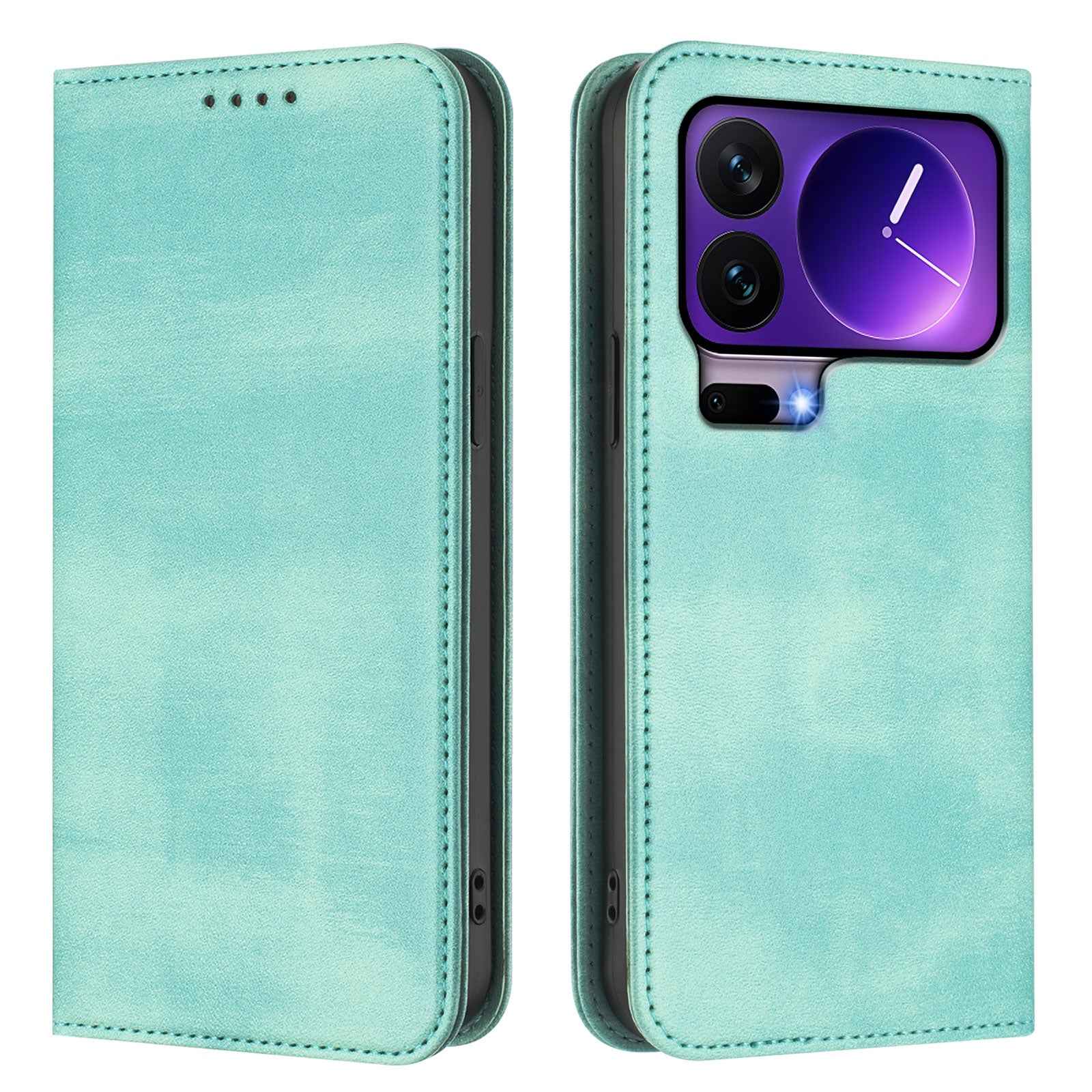 For Xiaomi 17 Pro Wallet Cases Retro Texture RFID Blocking Leather Phone Cover - Mint Green