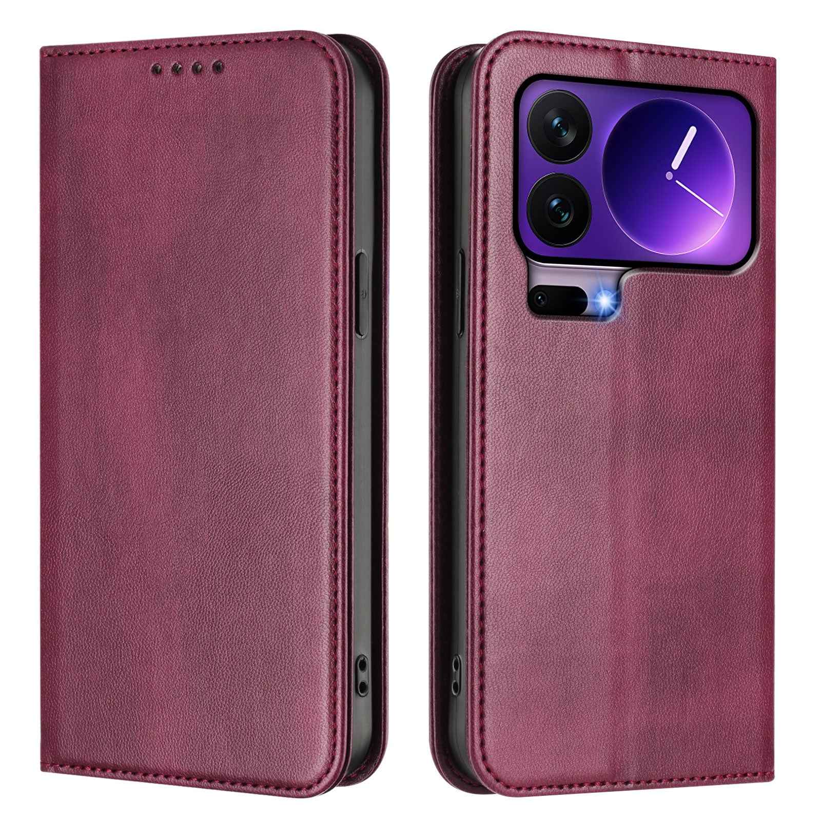 For Xiaomi 17 Pro Wallet Cases Retro Texture RFID Blocking Leather Phone Cover - Wine Red