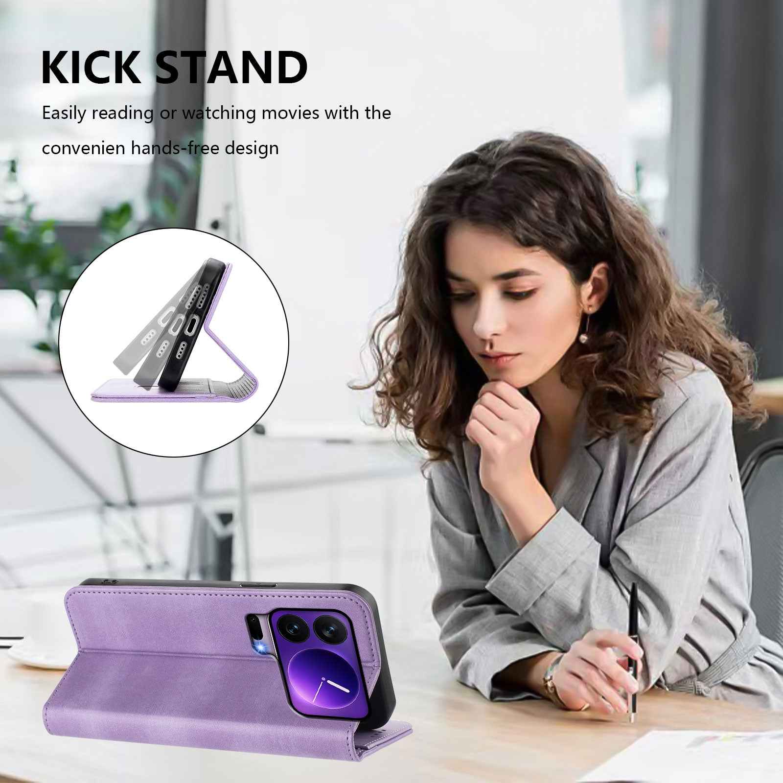 For Xiaomi 17 Pro Wallet Cases Retro Texture RFID Blocking Leather Phone Cover - Light Purple