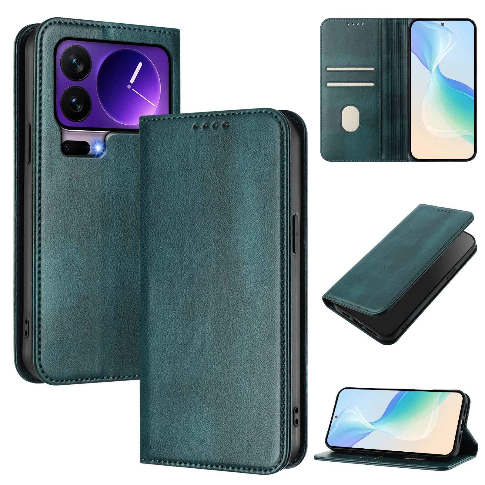 For Xiaomi 17 Pro Wallet Cases Retro Texture RFID Blocking Leather Phone Cover - Dark Green