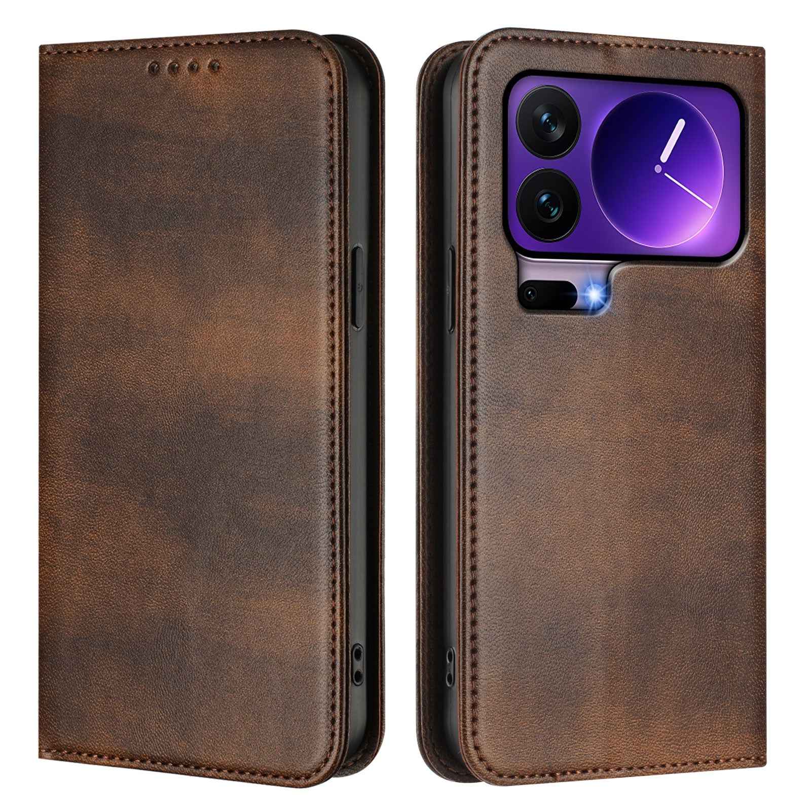 For Xiaomi 17 Pro Wallet Cases Retro Texture RFID Blocking Leather Phone Cover - Brown