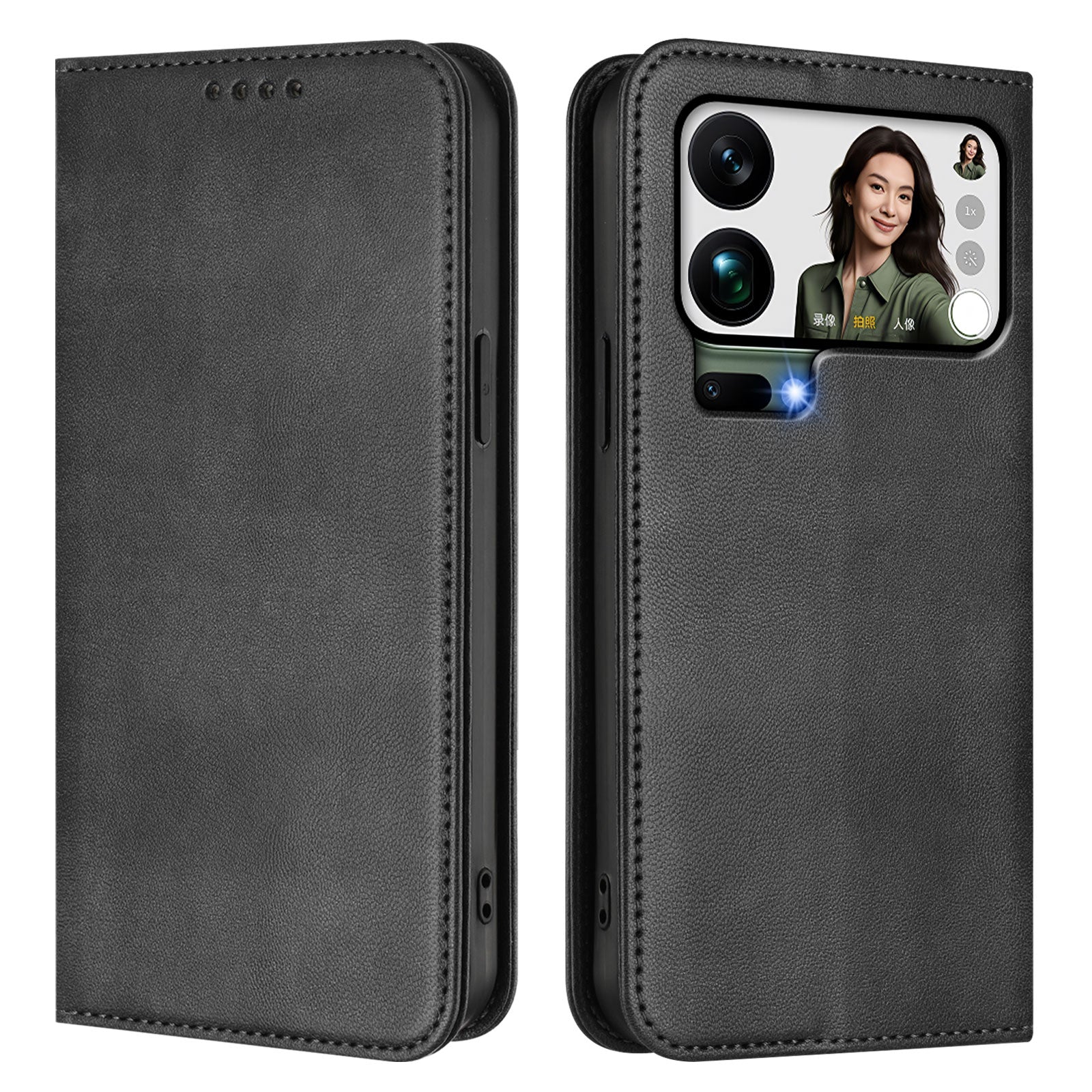 For Xiaomi 17 Pro Max Wallet Cases Retro Texture RFID Blocking Leather Phone Cover - Black