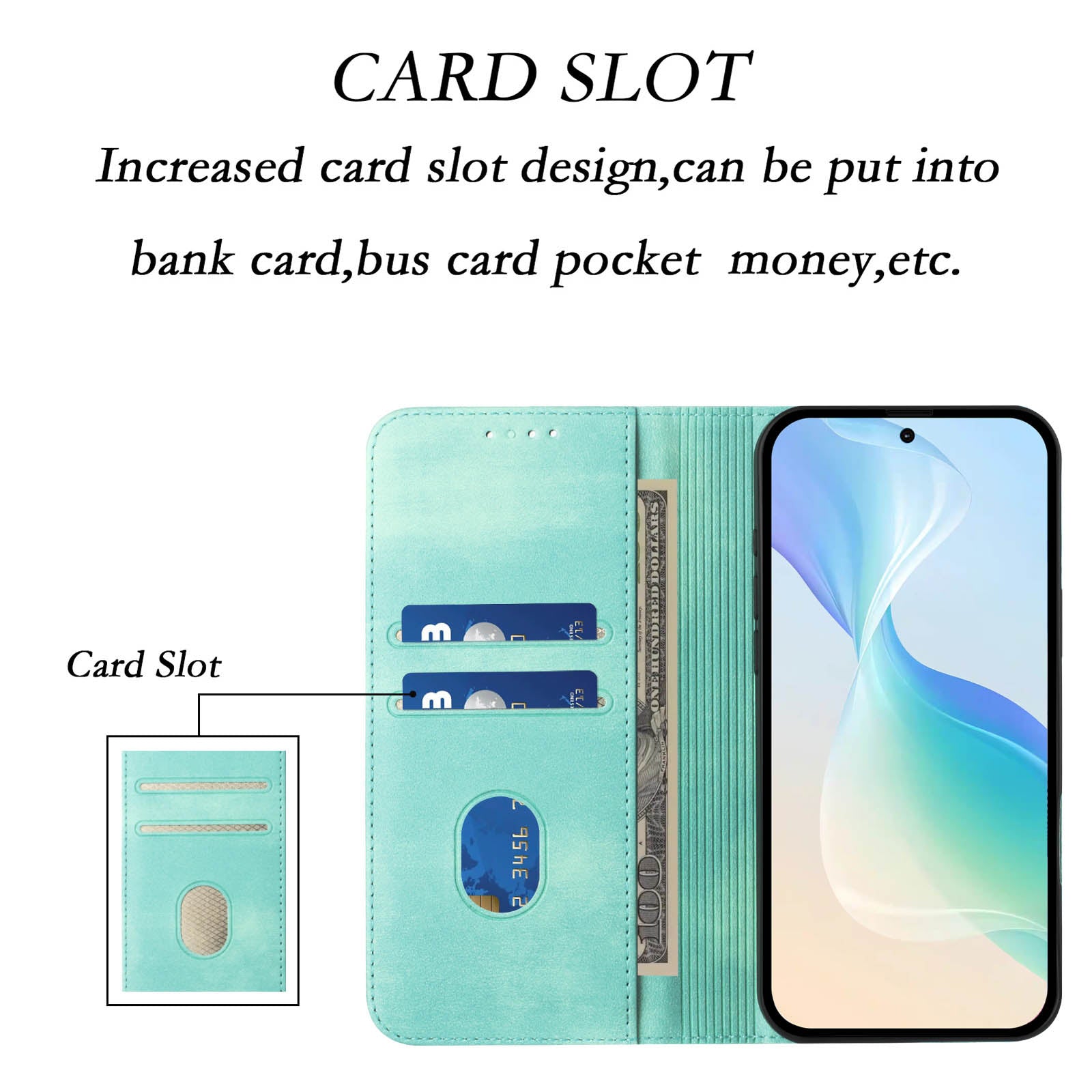 For Xiaomi 17 Pro Max Wallet Cases Retro Texture RFID Blocking Leather Phone Cover - Mint Green