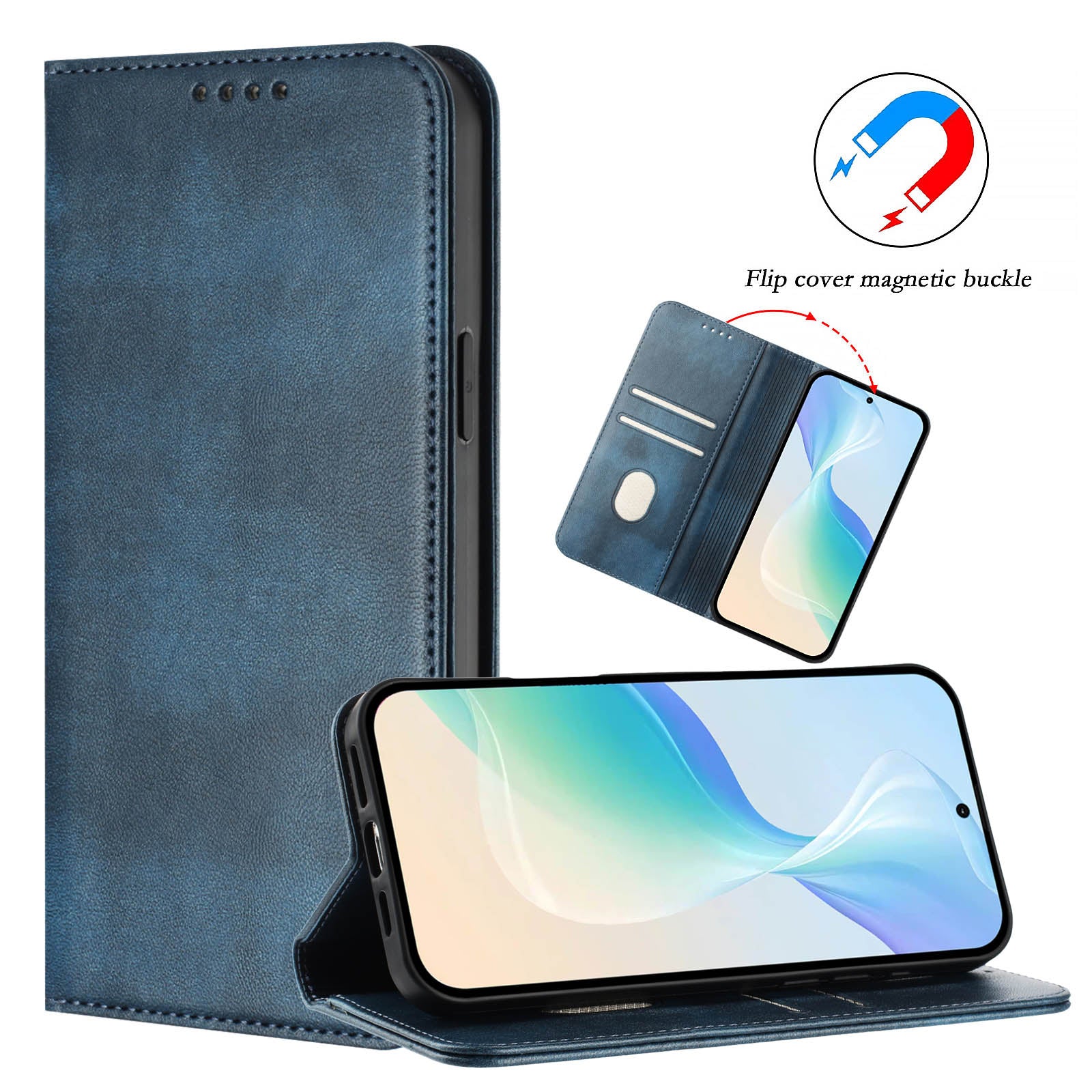 For Xiaomi 17 Pro Max Wallet Cases Retro Texture RFID Blocking Leather Phone Cover - Blue