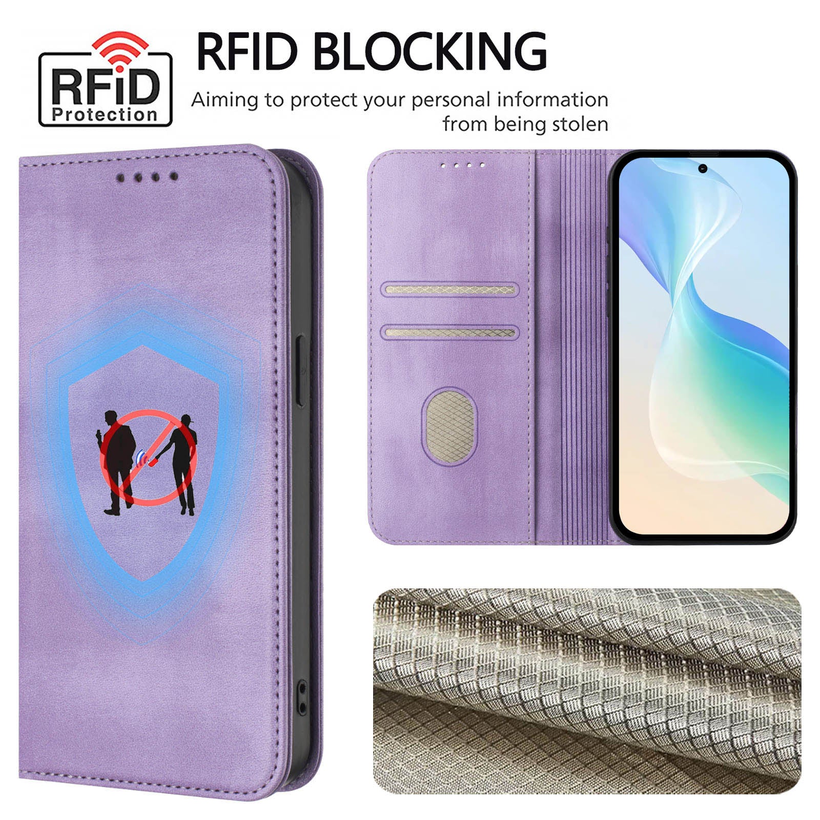 For Xiaomi 17 Pro Max Wallet Cases Retro Texture RFID Blocking Leather Phone Cover - Light Purple
