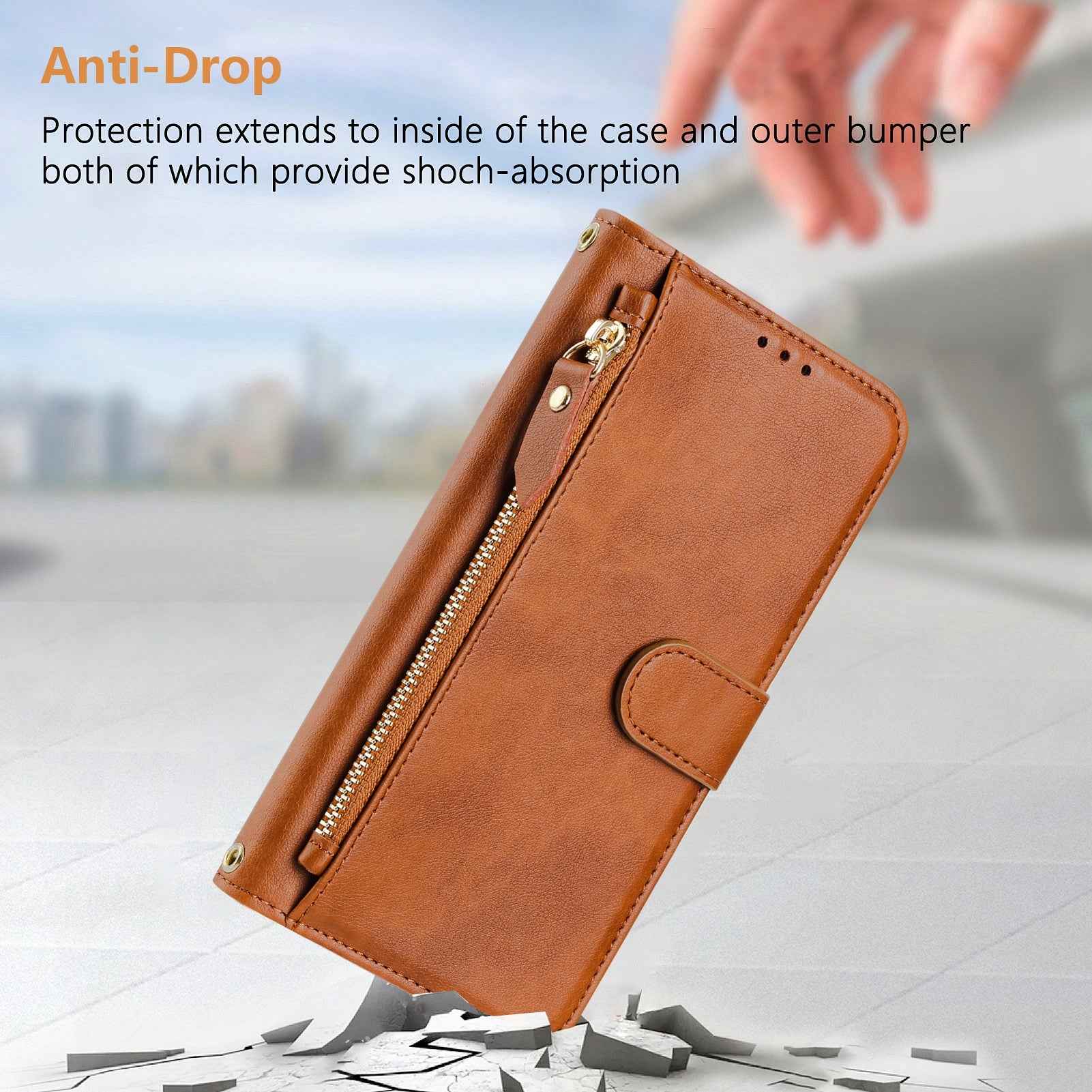 For Xiaomi 17 Pro Case Zipper Pocket Multiple Card Slots Leather Phone Cover - Brown