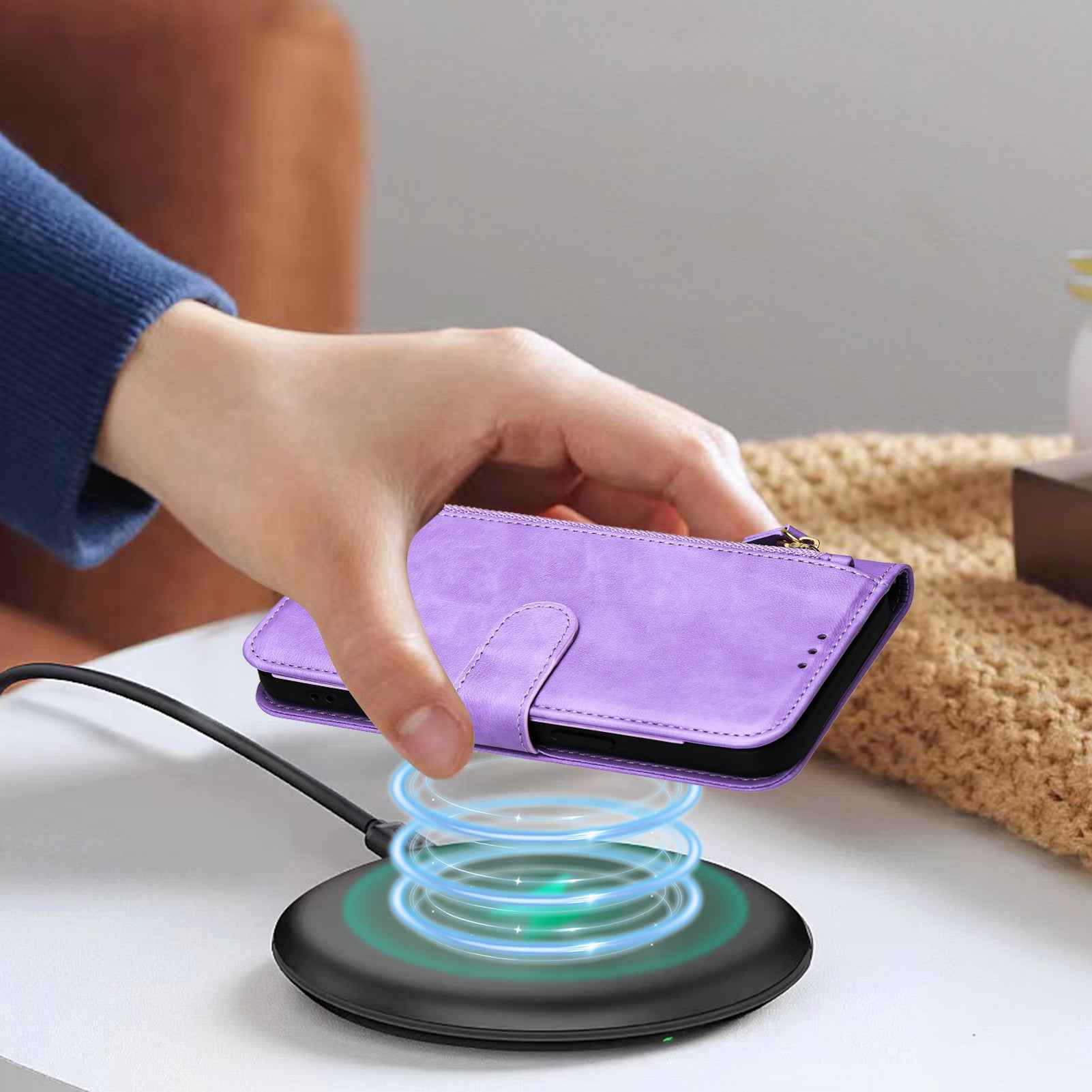 For Xiaomi 17 Pro Case Zipper Pocket Multiple Card Slots Leather Phone Cover - Purple
