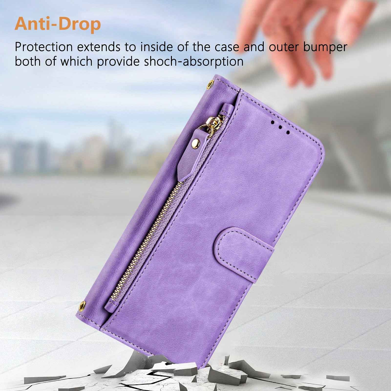 For Xiaomi 17 Pro Case Zipper Pocket Multiple Card Slots Leather Phone Cover - Purple