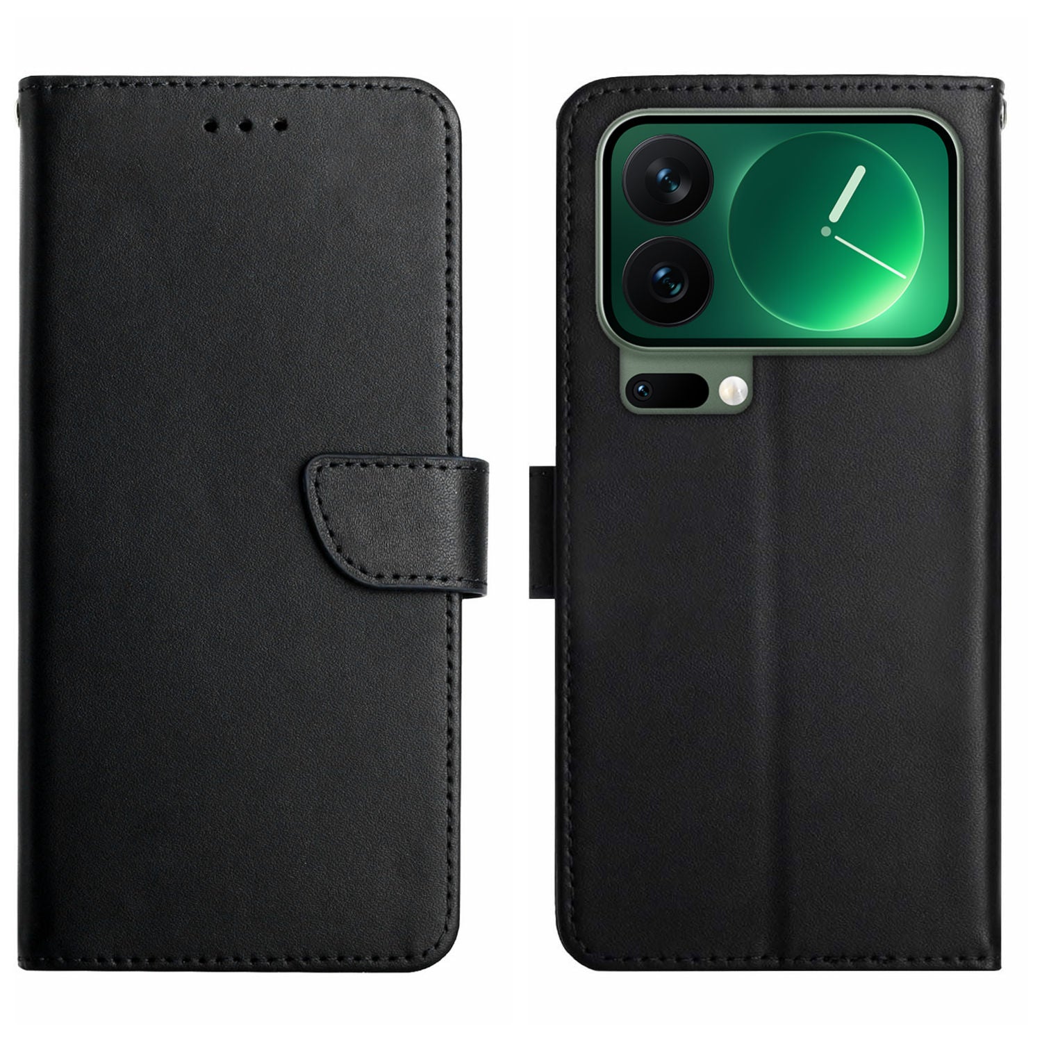 For Xiaomi 17 Pro Max Case Genuine Cow Leather Phone Cover Nappa Texture - Black