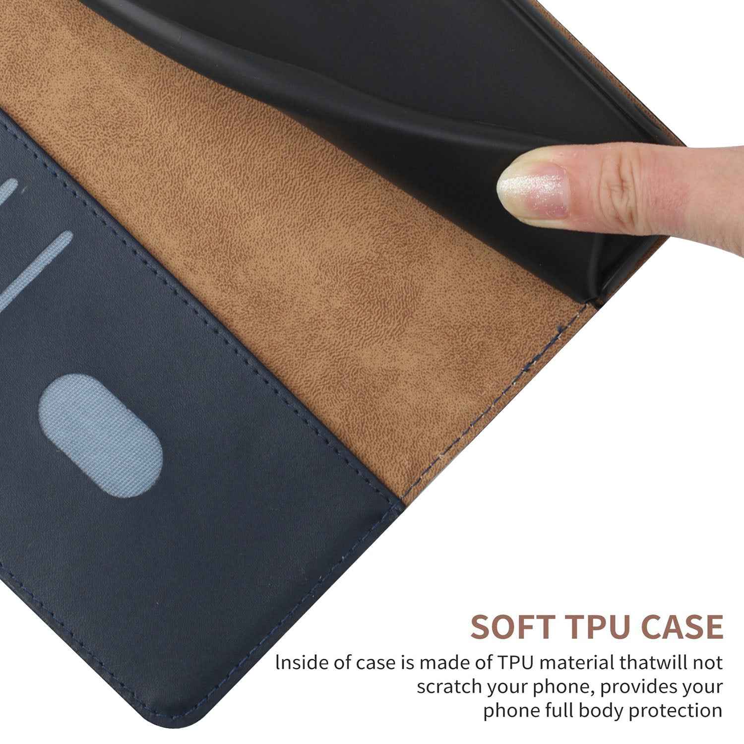 For Xiaomi 17 Pro Case Genuine Cow Leather Phone Cover Nappa Texture - Blue