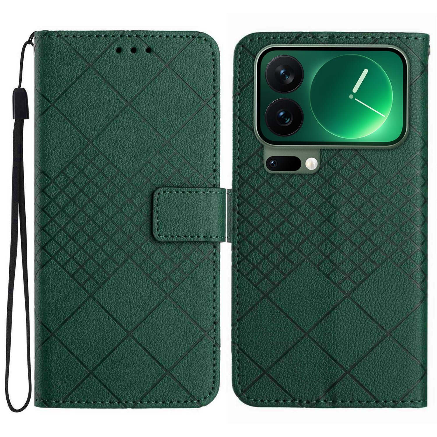 For Xiaomi 17 Pro Max Case Wallet Imprint PU Leather Flip Folio Phone Cover - Green