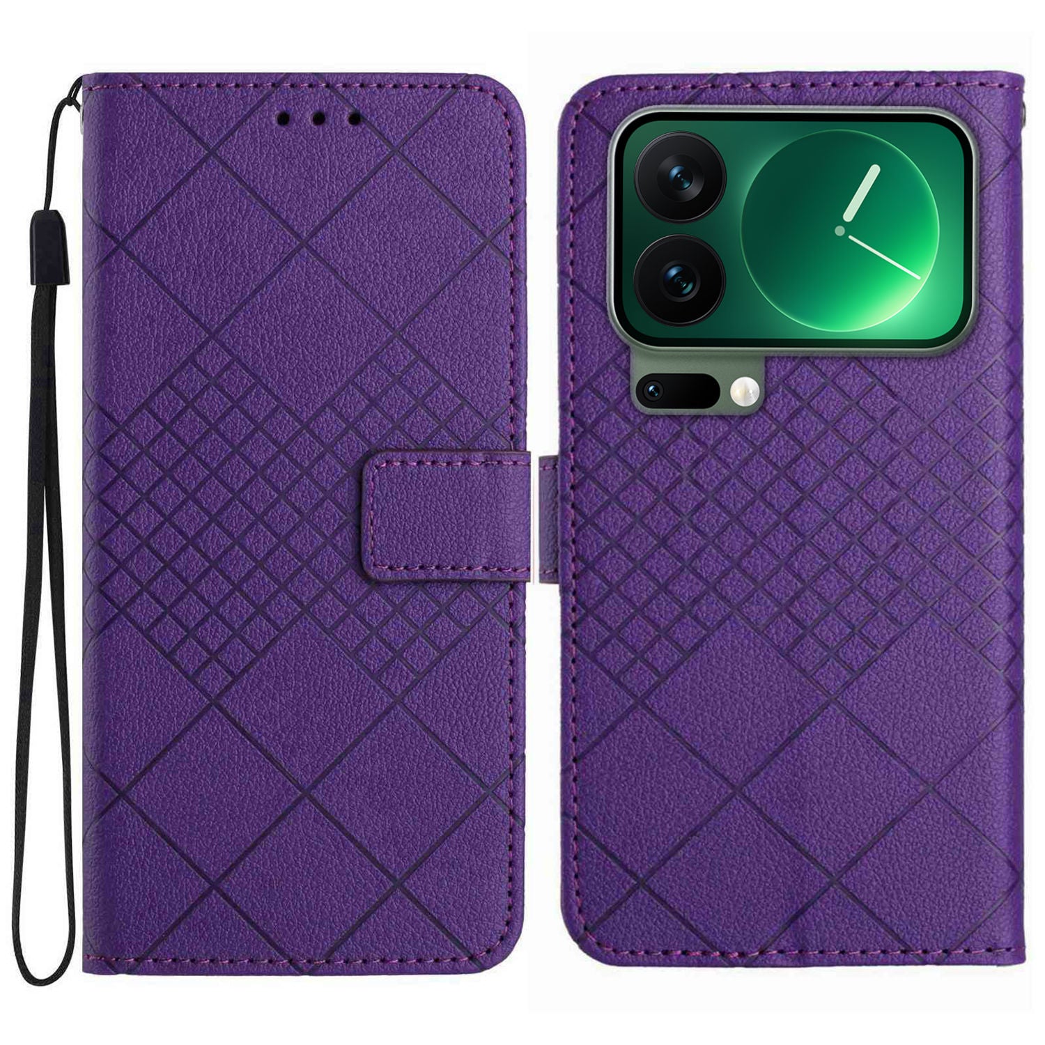 For Xiaomi 17 Pro Max Case Wallet Imprint PU Leather Flip Folio Phone Cover - Dark Purple