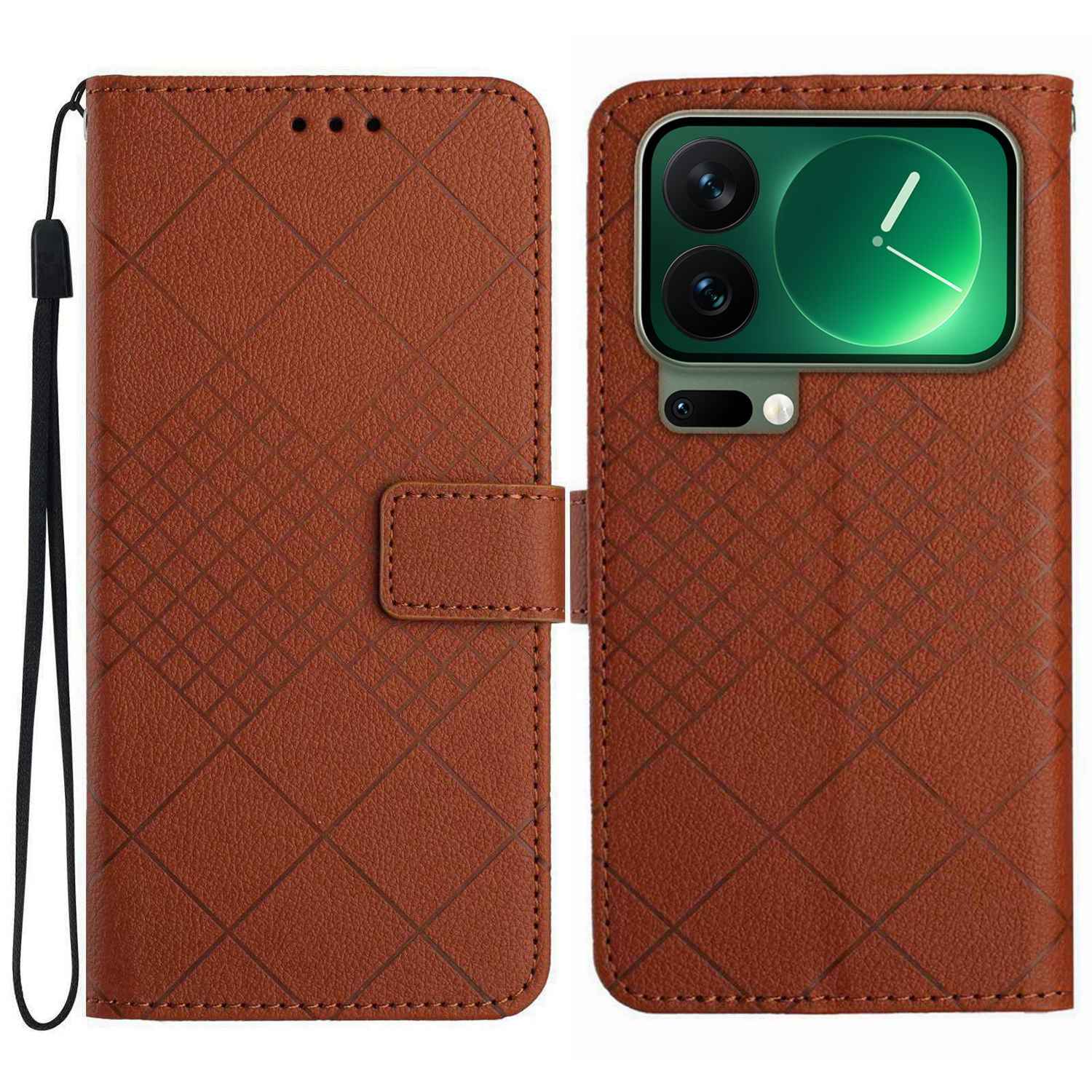 For Xiaomi 17 Pro Case Wallet Imprint PU Leather Flip Folio Phone Cover - Brown
