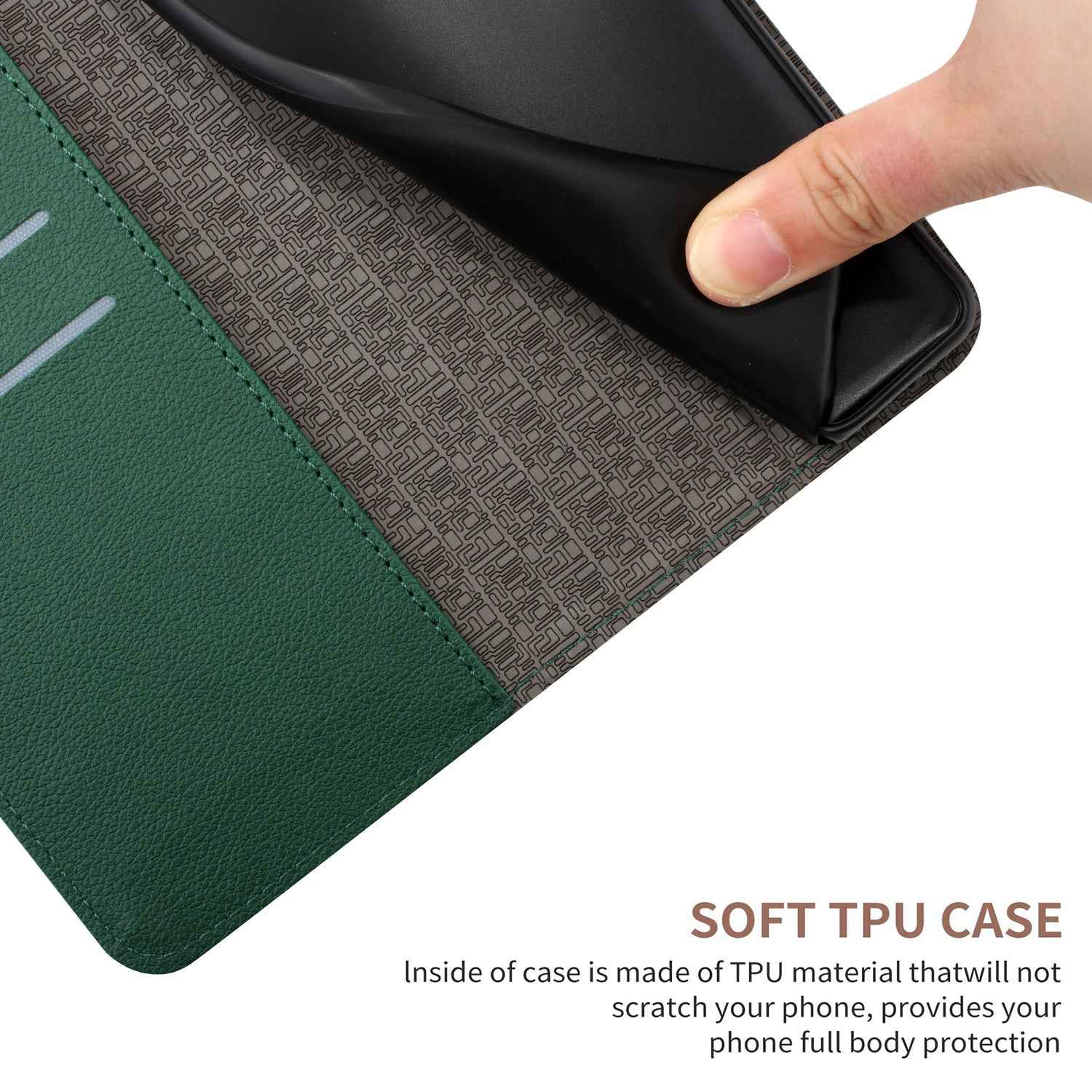 For Xiaomi 17 Pro Case Wallet Imprint PU Leather Flip Folio Phone Cover - Green