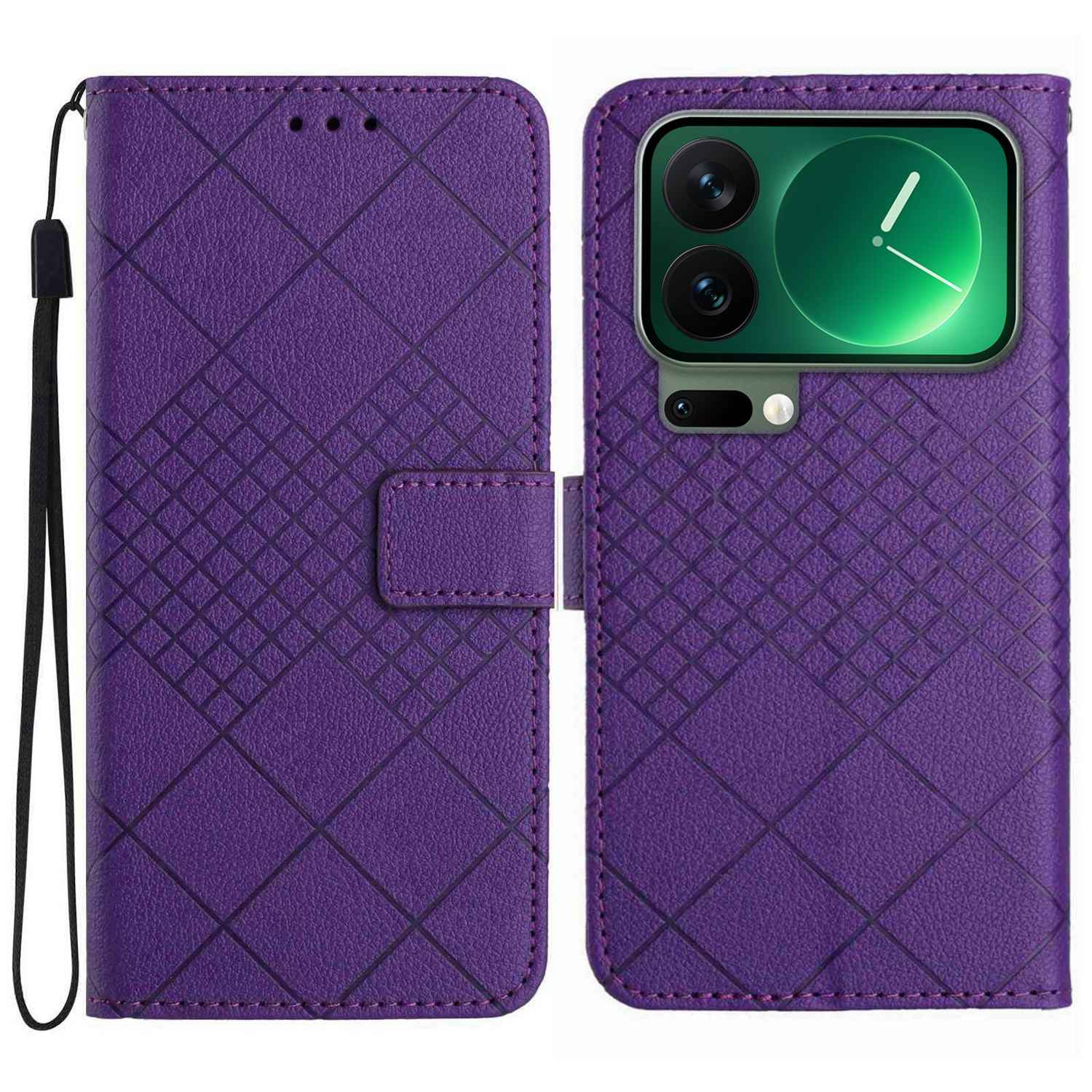 For Xiaomi 17 Pro Case Wallet Imprint PU Leather Flip Folio Phone Cover - Dark Purple