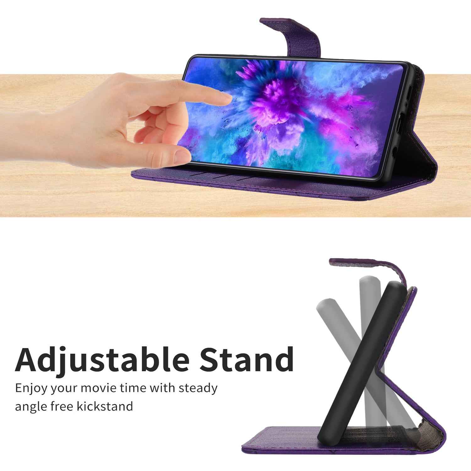 For Xiaomi 17 Pro Case Wallet Imprint PU Leather Flip Folio Phone Cover - Dark Purple