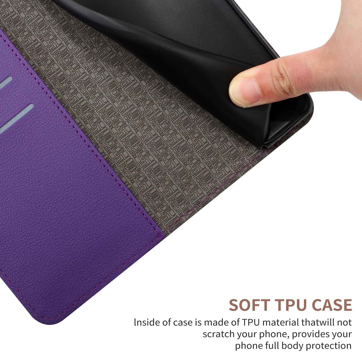 For Xiaomi 17 Pro Case Wallet Imprint PU Leather Flip Folio Phone Cover - Dark Purple