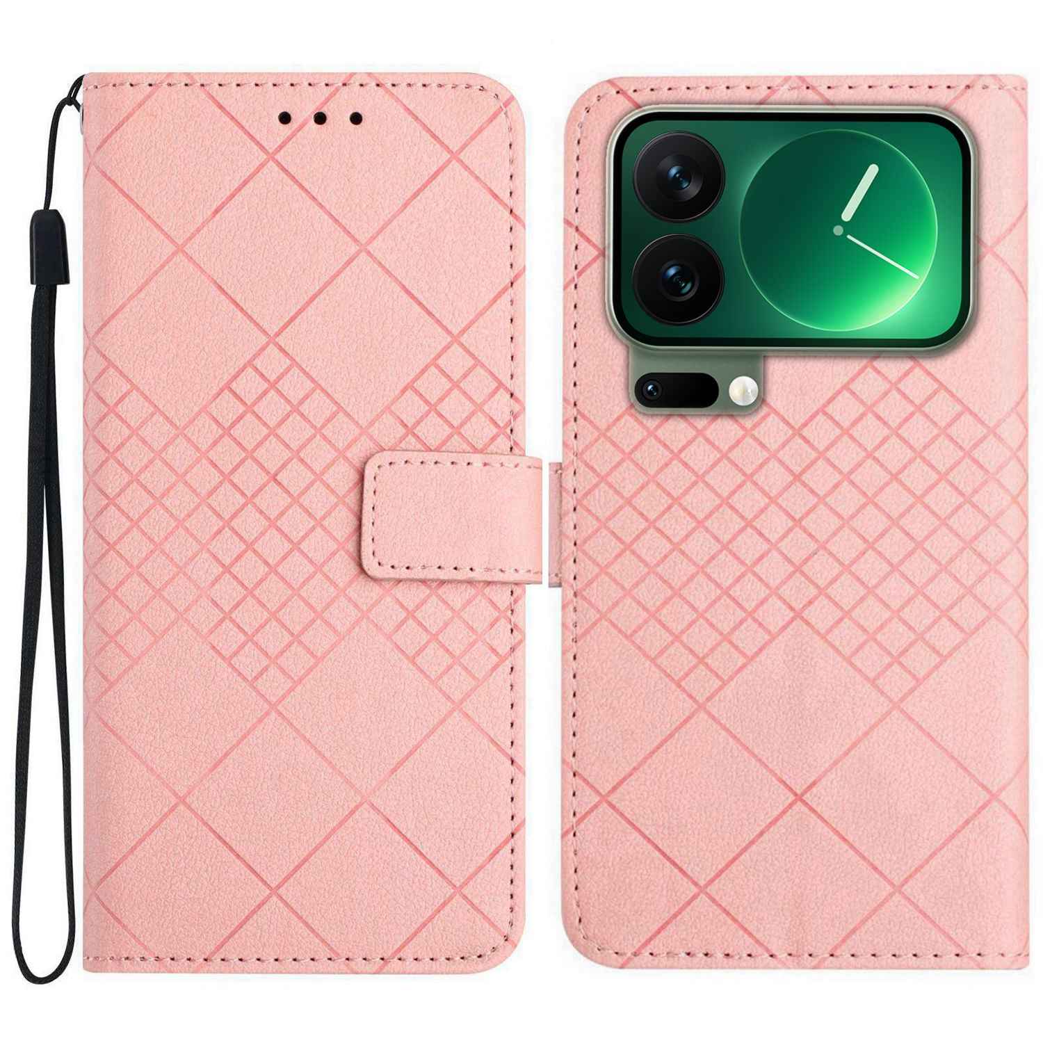 For Xiaomi 17 Pro Case Wallet Imprint PU Leather Flip Folio Phone Cover - Pink