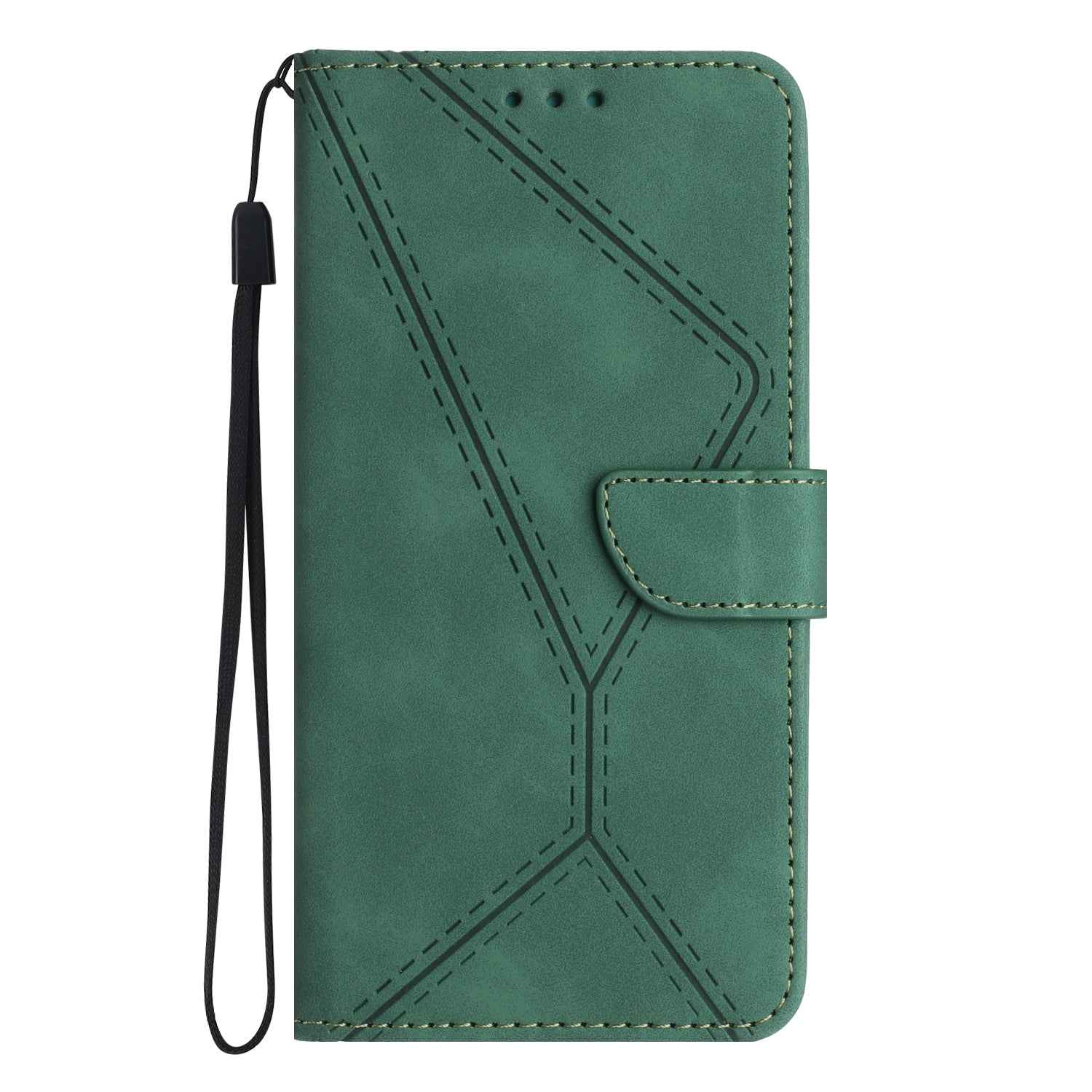 For Xiaomi 17 Pro Case Skin Touch Lines Imprinted PU Leather Flip Phone Cover - Green