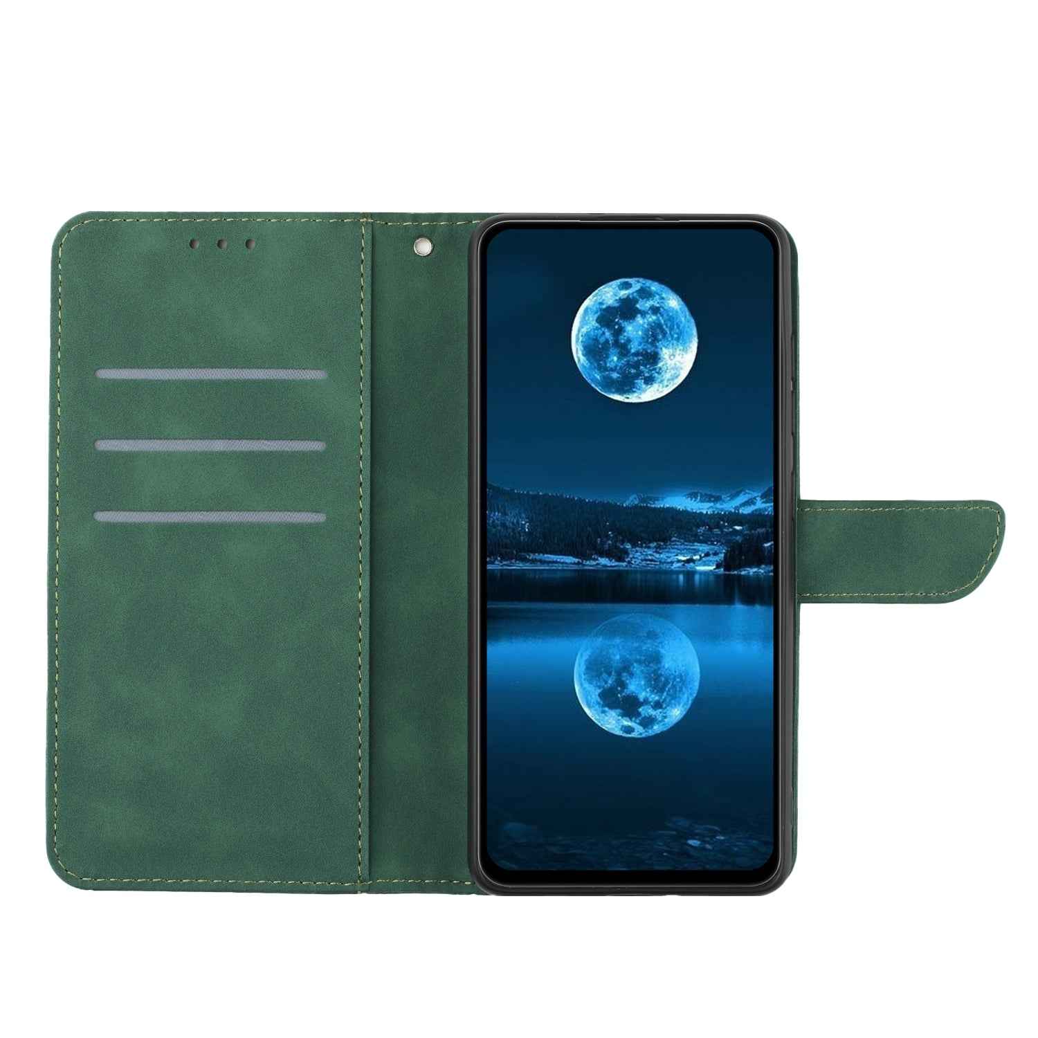 For Xiaomi 17 Pro Case Skin Touch Lines Imprinted PU Leather Flip Phone Cover - Green