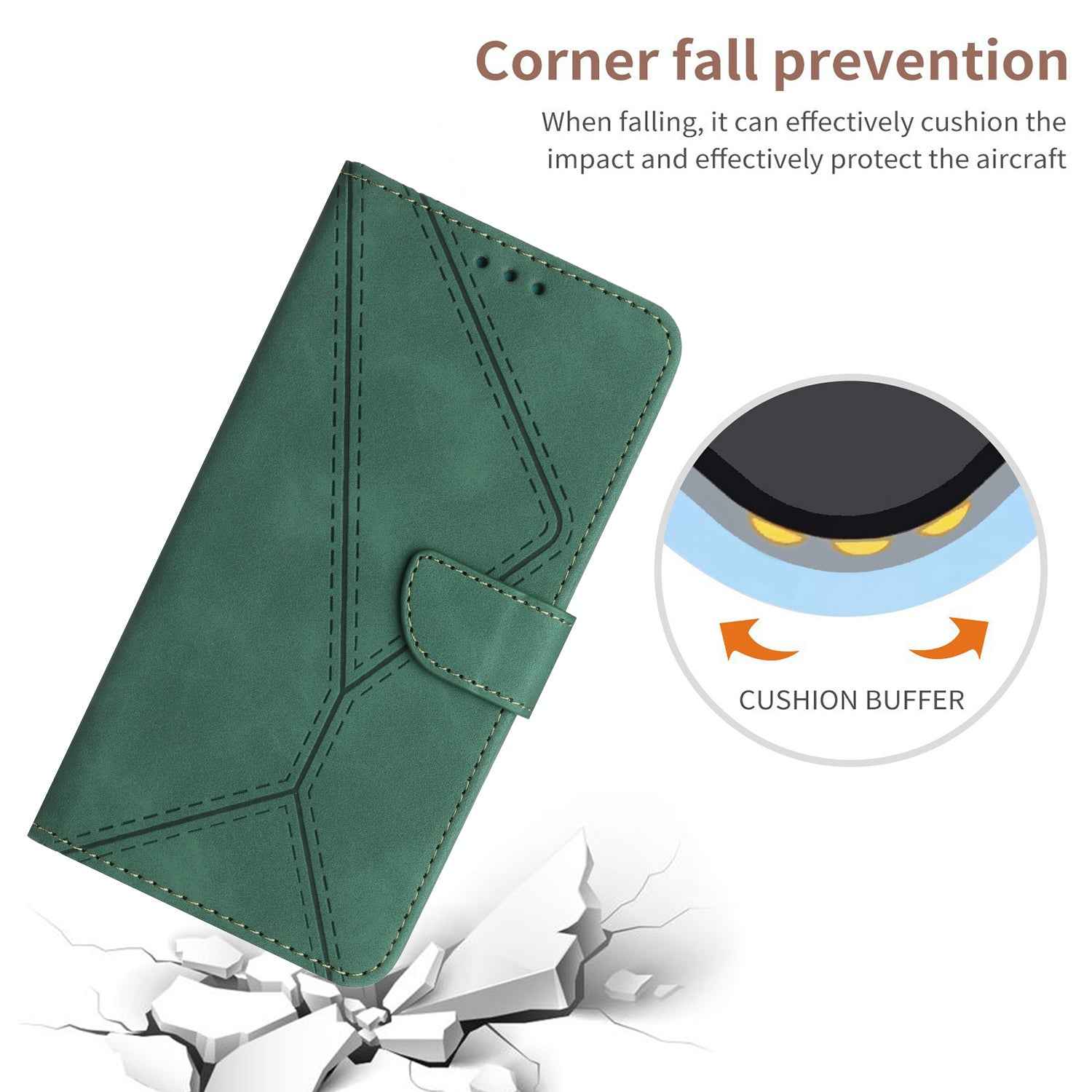 For Xiaomi 17 Pro Case Skin Touch Lines Imprinted PU Leather Flip Phone Cover - Green