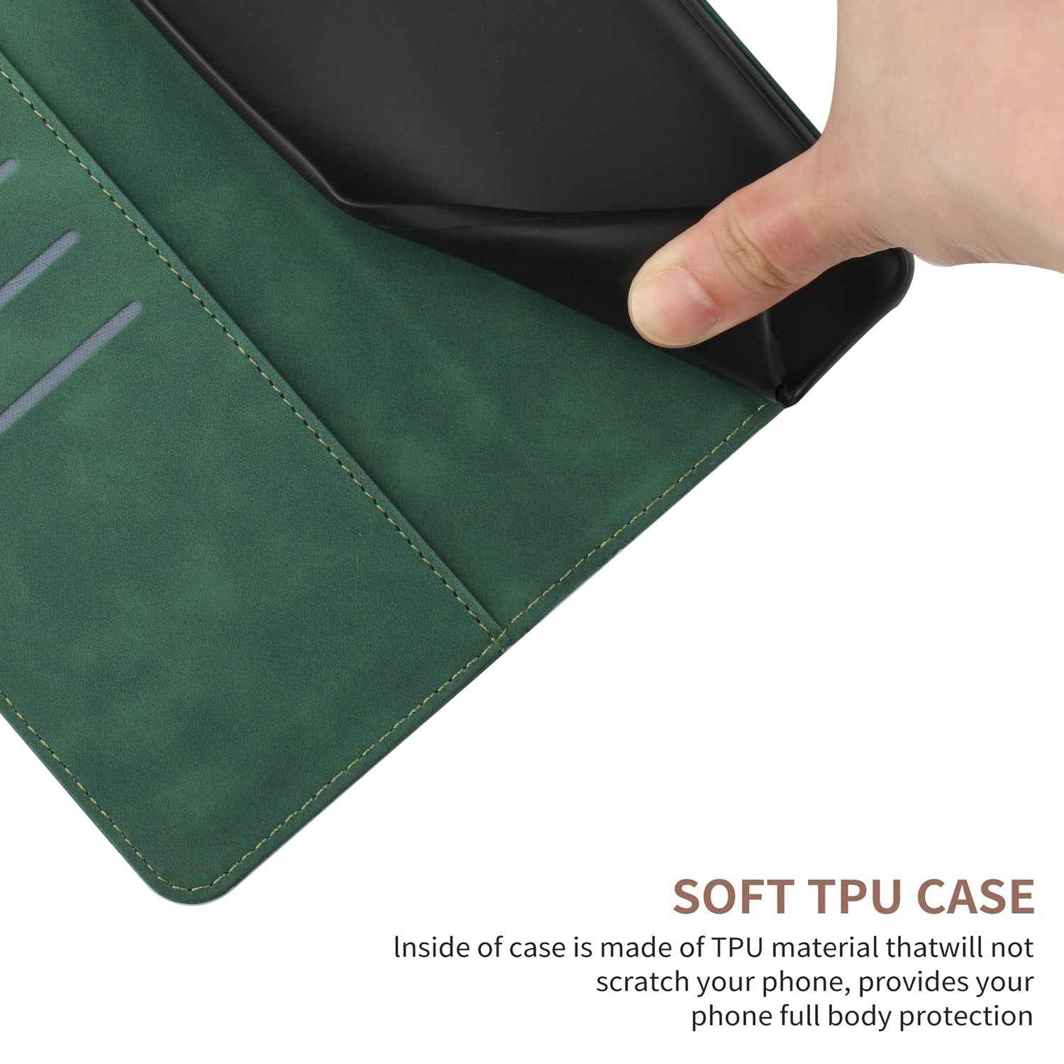 For Xiaomi 17 Pro Case Skin Touch Lines Imprinted PU Leather Flip Phone Cover - Green