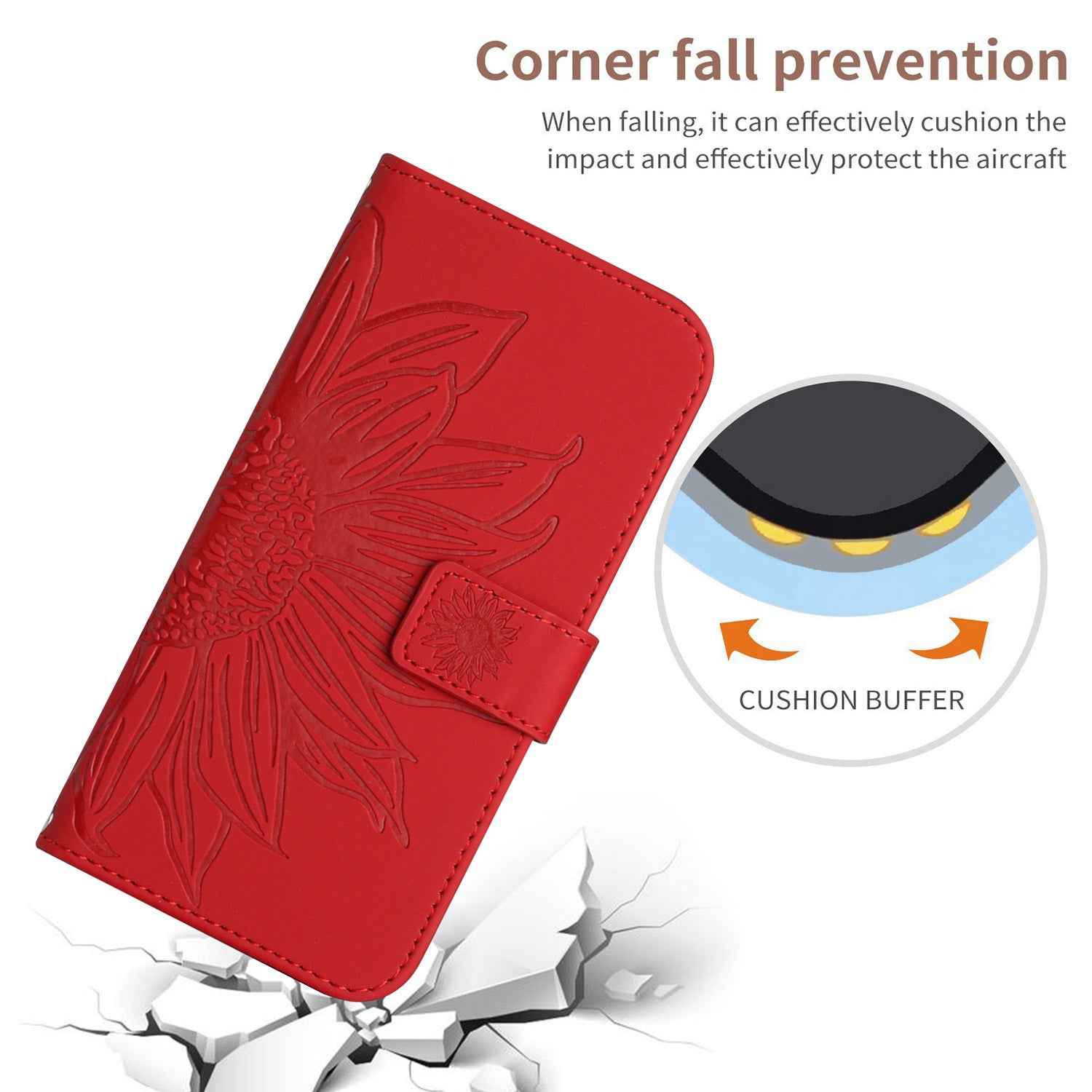 For Xiaomi 17 Pro Case Sunflower Imprint Leather Wallet Phone Cover with Wrist Strap - Red
