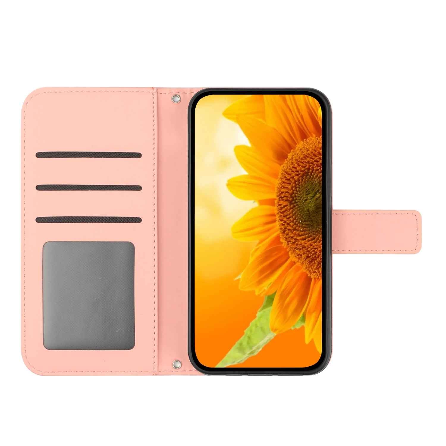 For Xiaomi 17 Pro Case Sunflower Imprint Leather Wallet Phone Cover with Wrist Strap - Pink