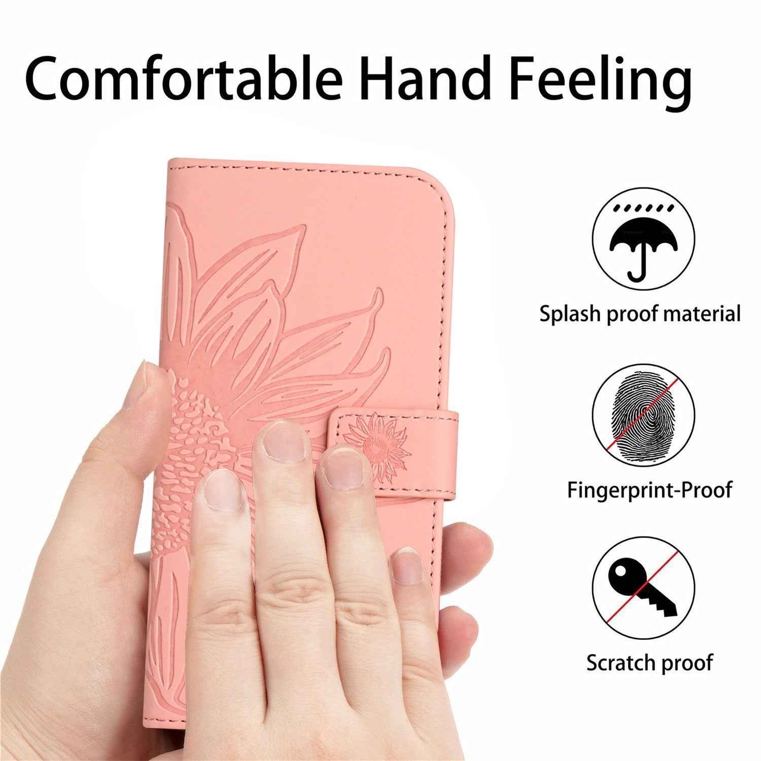For Xiaomi 17 Pro Case Sunflower Imprint Leather Wallet Phone Cover with Wrist Strap - Pink