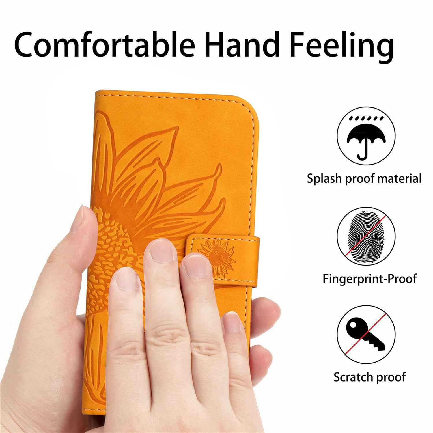 For Xiaomi 17 Pro Case Sunflower Imprint Leather Wallet Phone Cover with Wrist Strap - Yellow